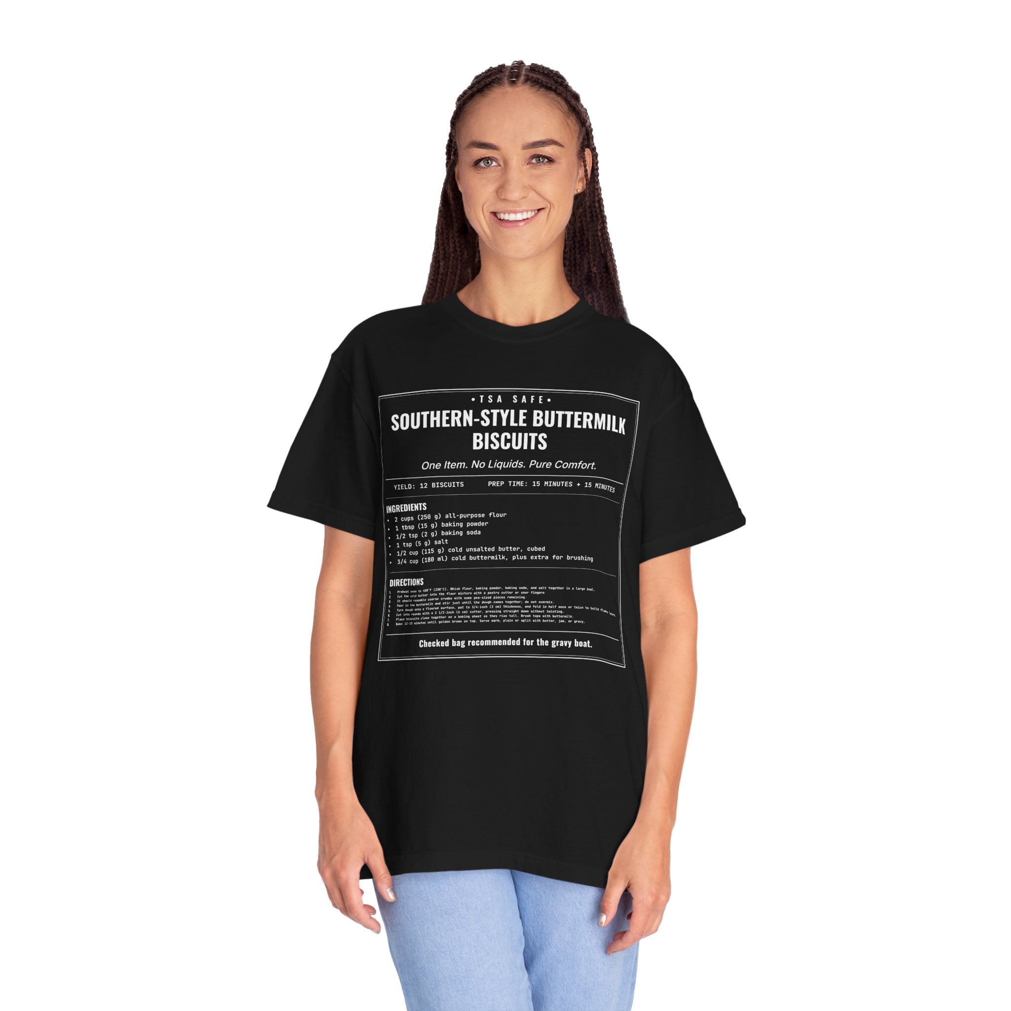 Southern Style Buttermilk Biscuits | Vintage Recipe Card T-Shirt — White Ink