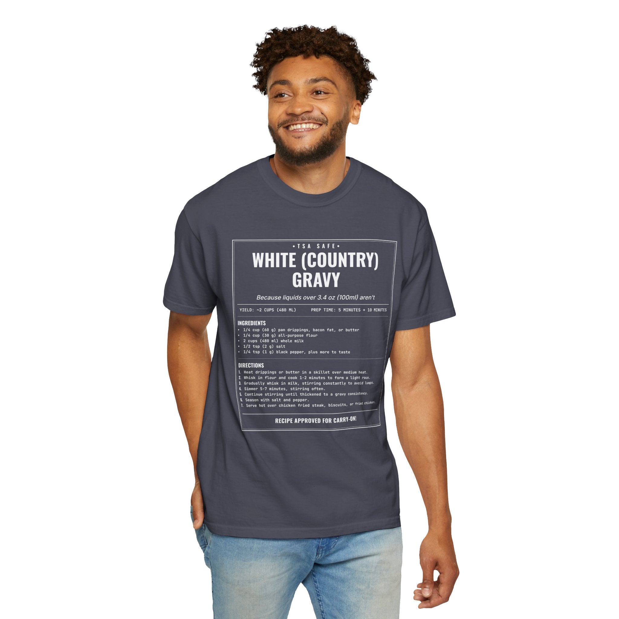 White Country Gravy | Vintage Recipe Card T-Shirt — White Ink