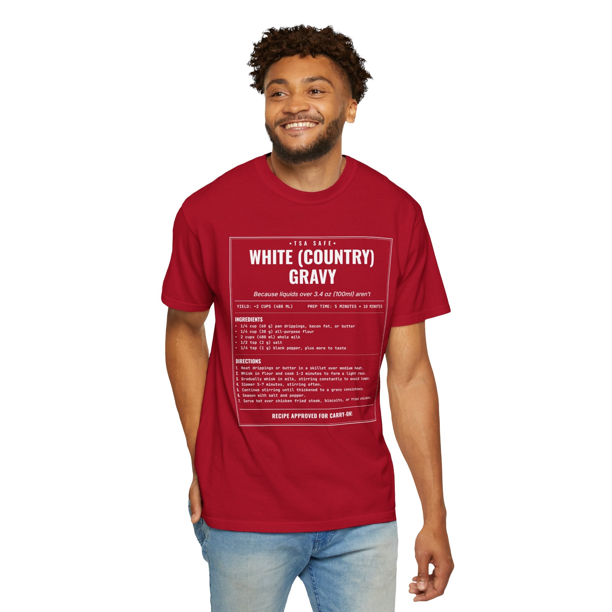 White Country Gravy | Vintage Recipe Card T-Shirt — White Ink