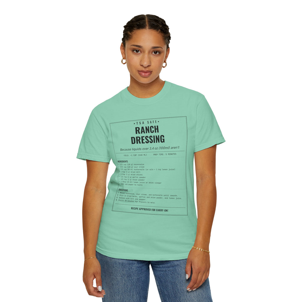 TSA-Safe Ranch Dressing | Vintage Recipe Card T-Shirt — Black Ink
