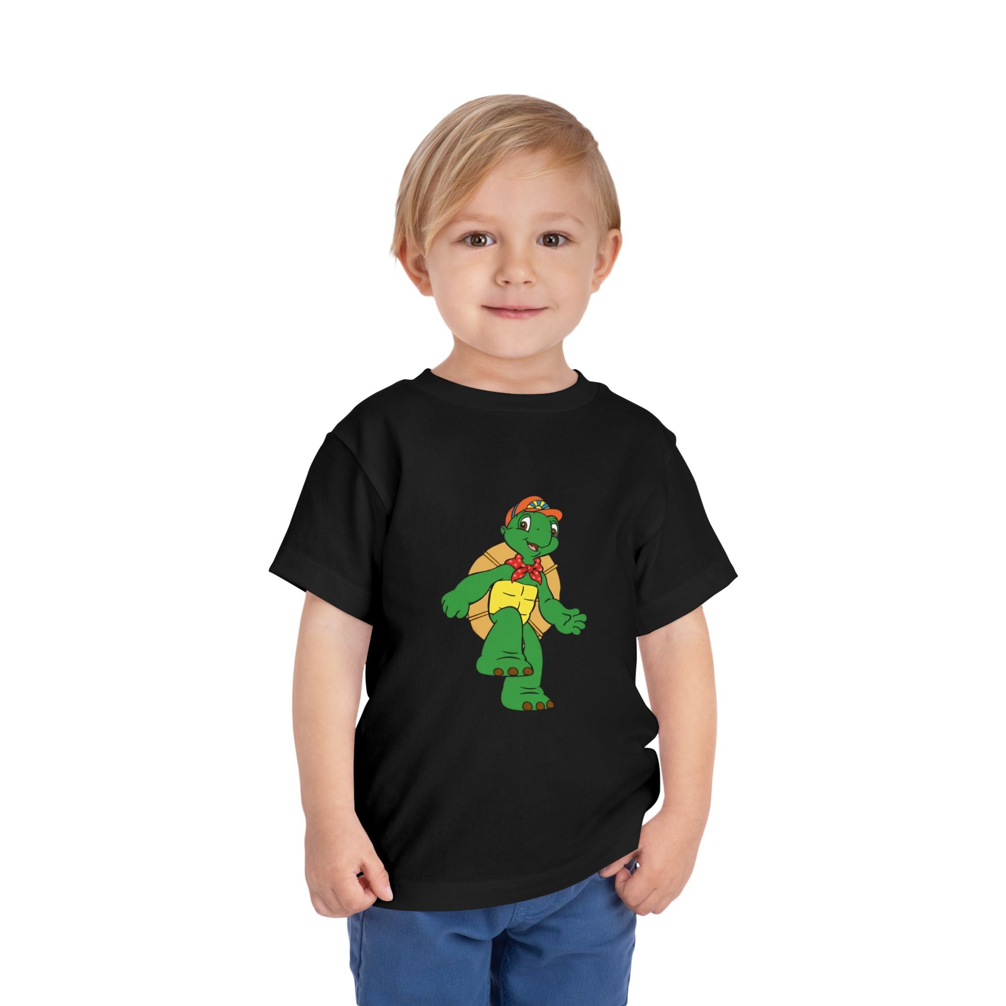 Kids Turtle Graphic Toddler Tee | Retro Cartoon Turtle in Cap
