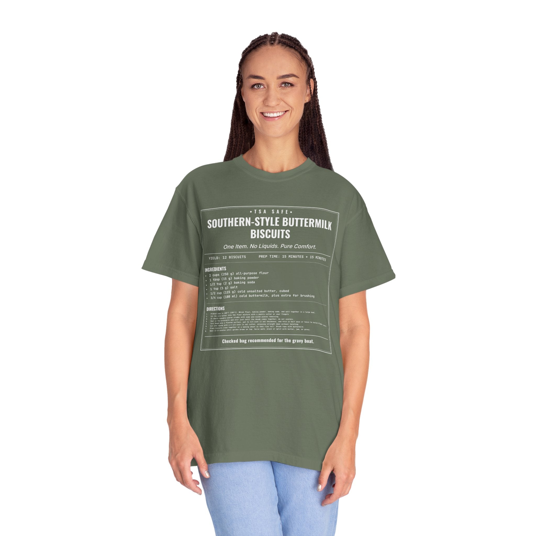 Southern Style Buttermilk Biscuits | Vintage Recipe Card T-Shirt — White Ink