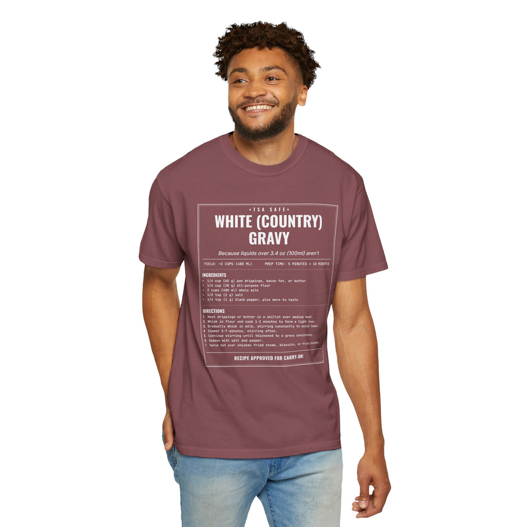 White Country Gravy | Vintage Recipe Card T-Shirt — White Ink