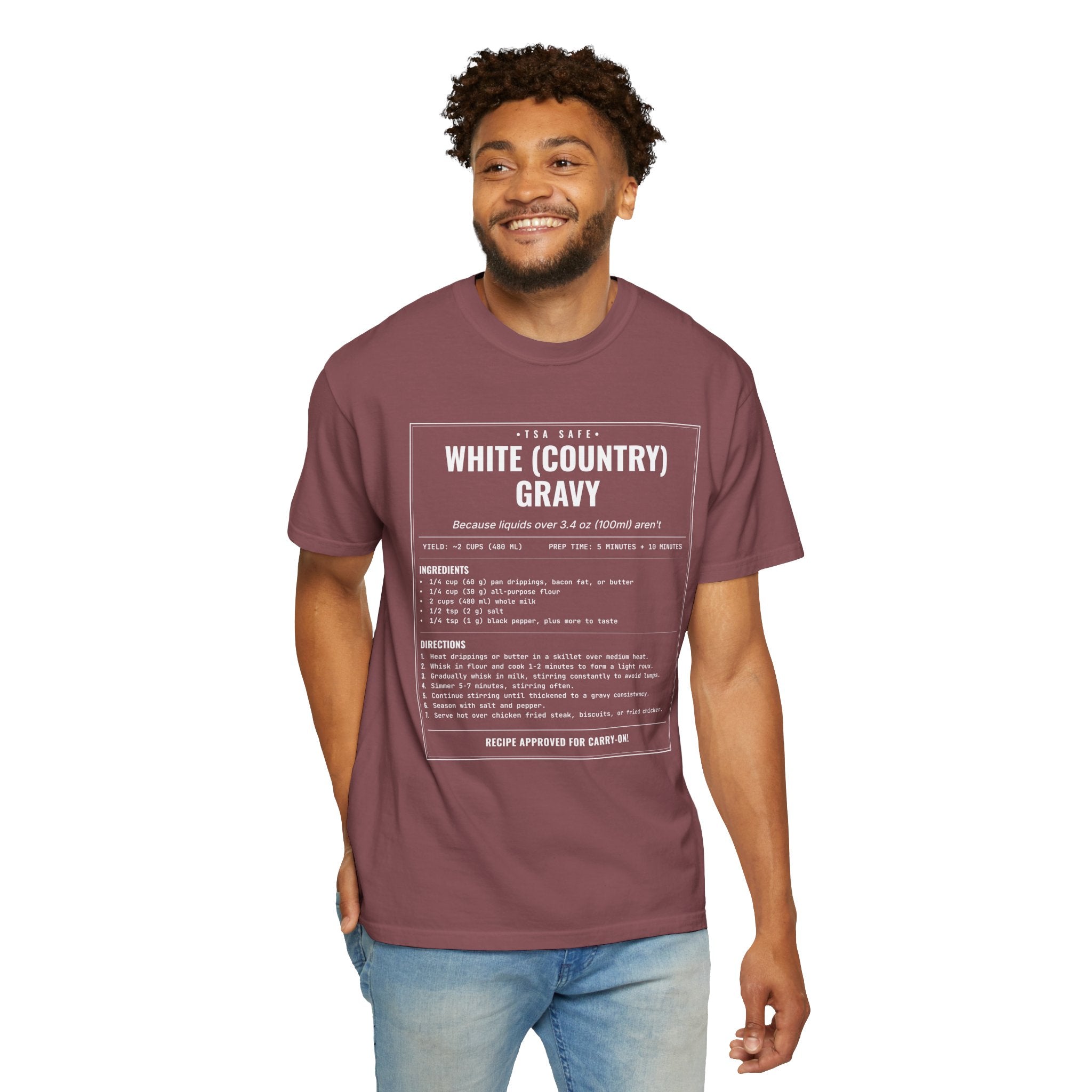 White Country Gravy | Vintage Recipe Card T-Shirt — White Ink