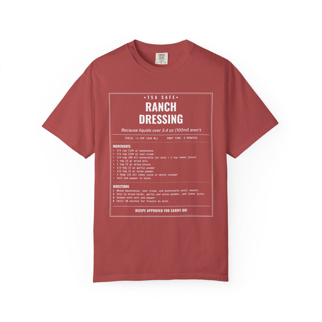 TSA-Safe Ranch Dressing | Vintage Recipe Card T-Shirt — White Ink