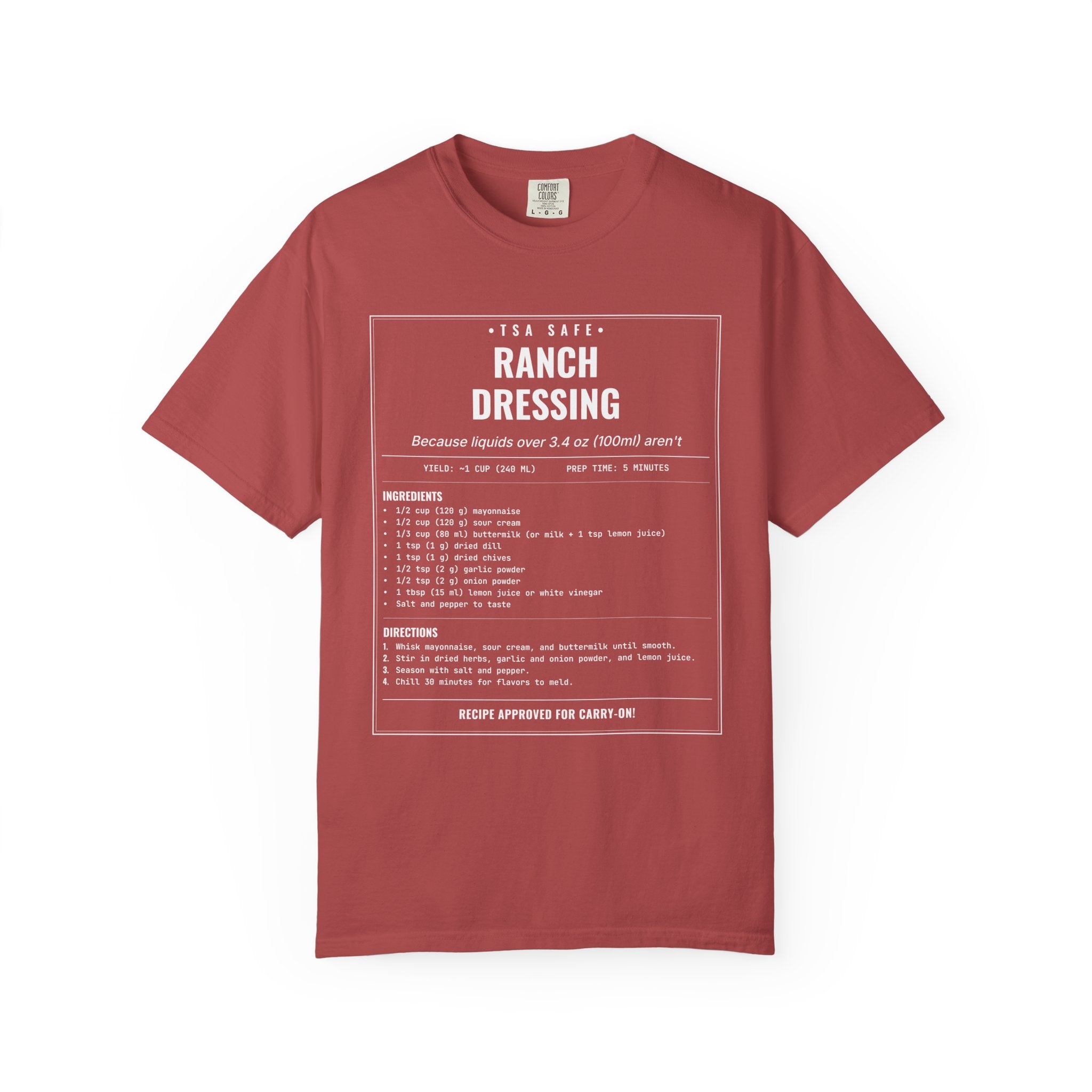 TSA-Safe Ranch Dressing | Vintage Recipe Card T-Shirt — White Ink
