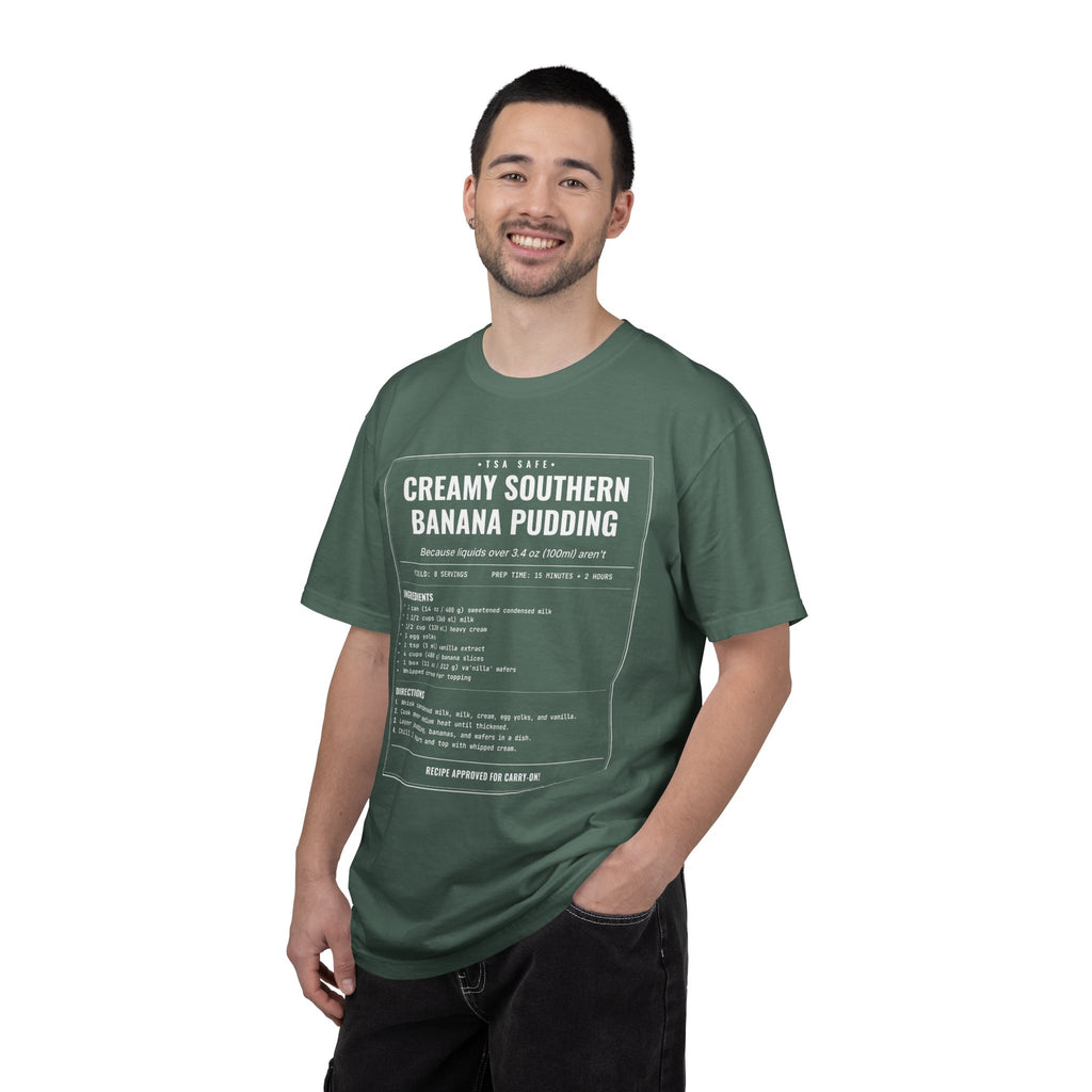 Creamy Southern Banana Pudding | Vintage Recipe Card T-Shirt — White Ink