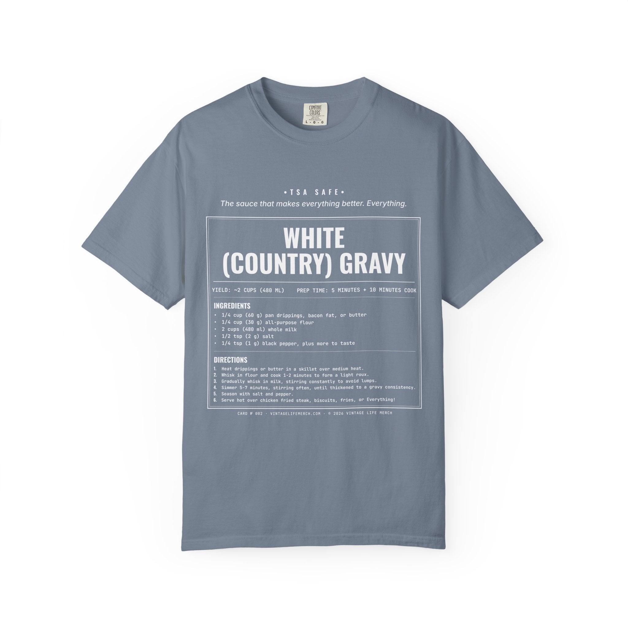 White Country Gravy Recipe Shirt | Southern Vintage Tee