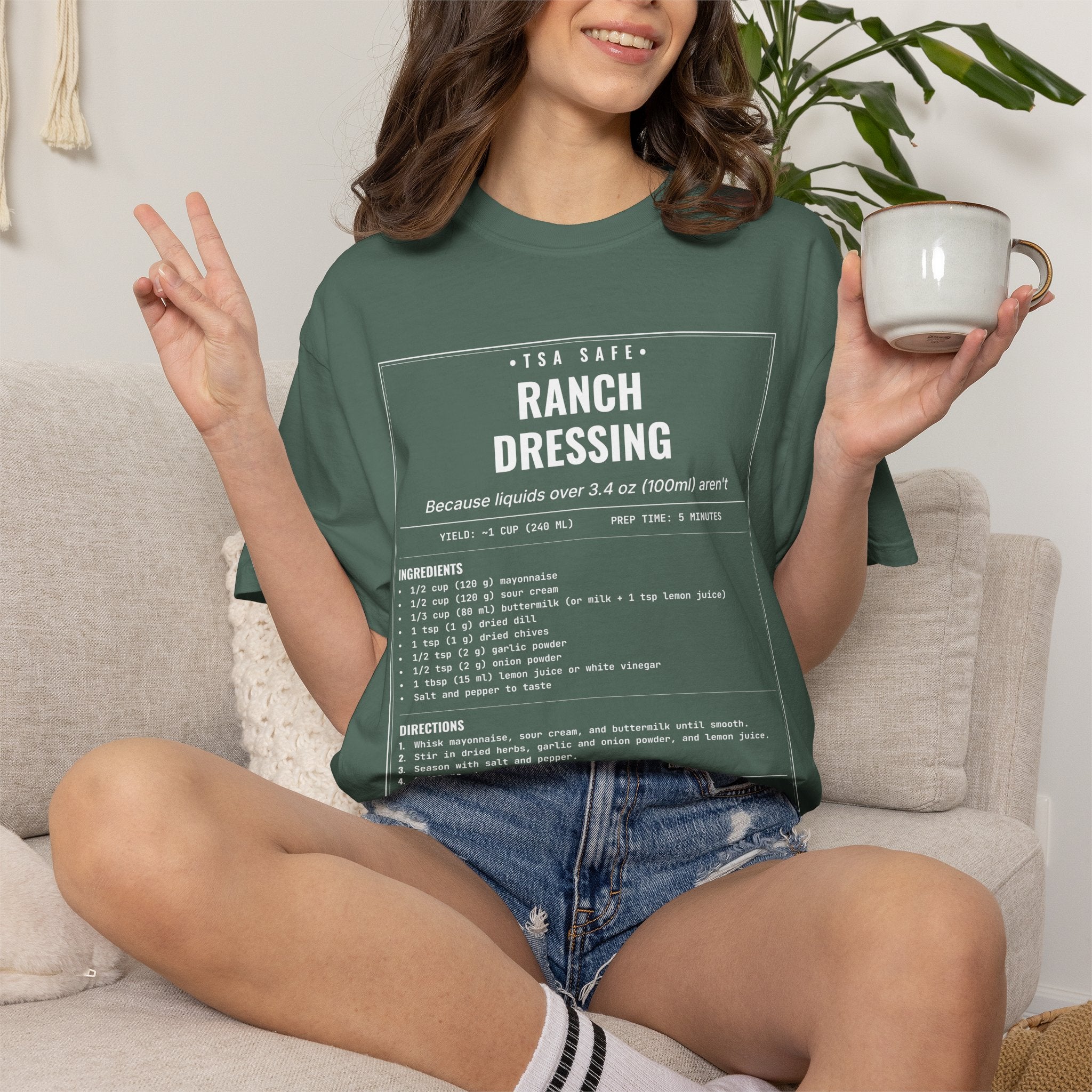 TSA-Safe Ranch Dressing | Vintage Recipe Card T-Shirt — White Ink