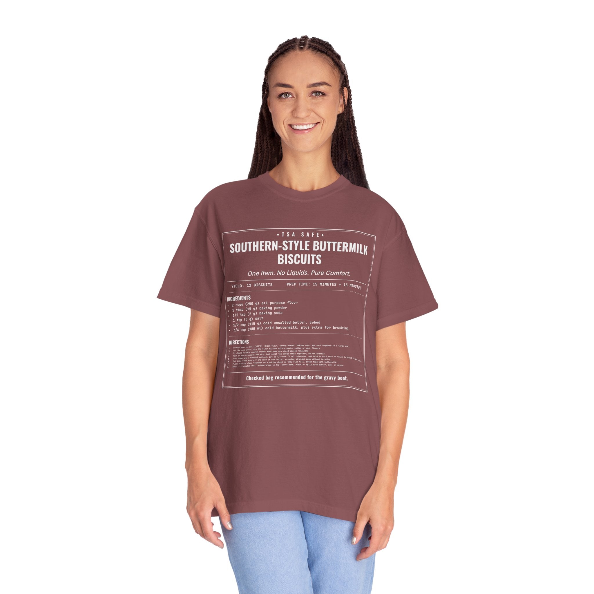 Southern Style Buttermilk Biscuits | Vintage Recipe Card T-Shirt — White Ink