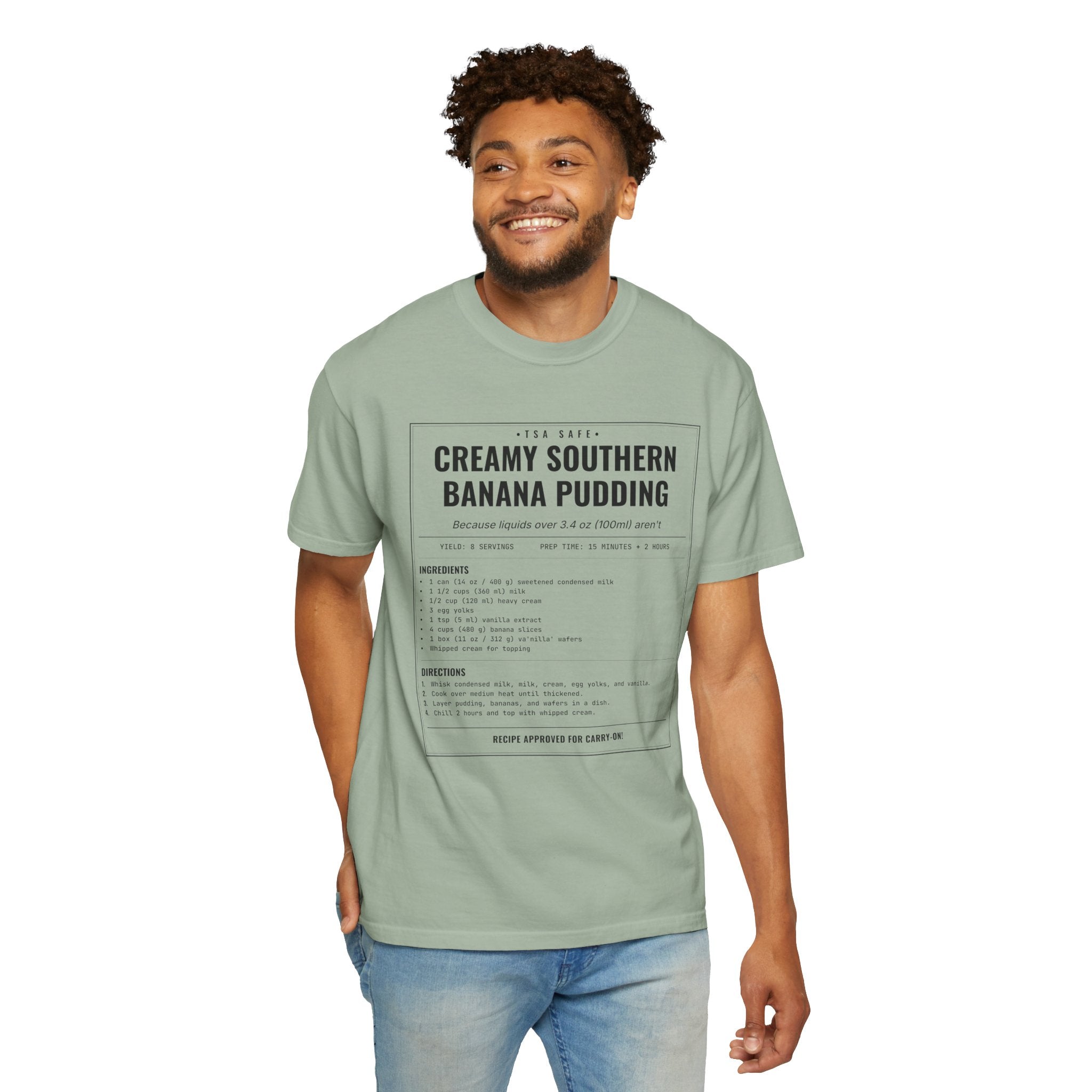 Creamy Southern Banana Pudding | Vintage Recipe Card T-Shirt — Black Ink