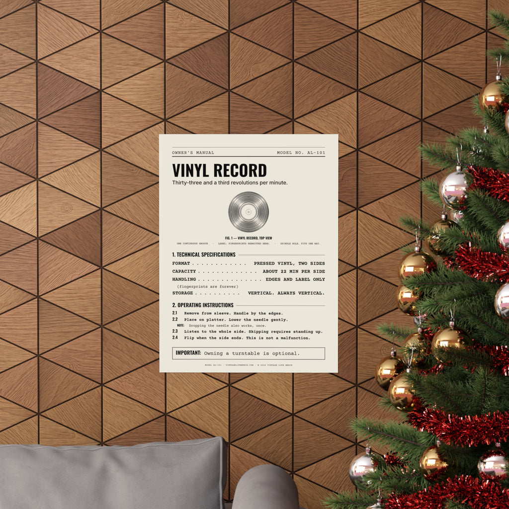 Vinyl Record Owner's Manual Poster | Retro Analog Life Wall Art