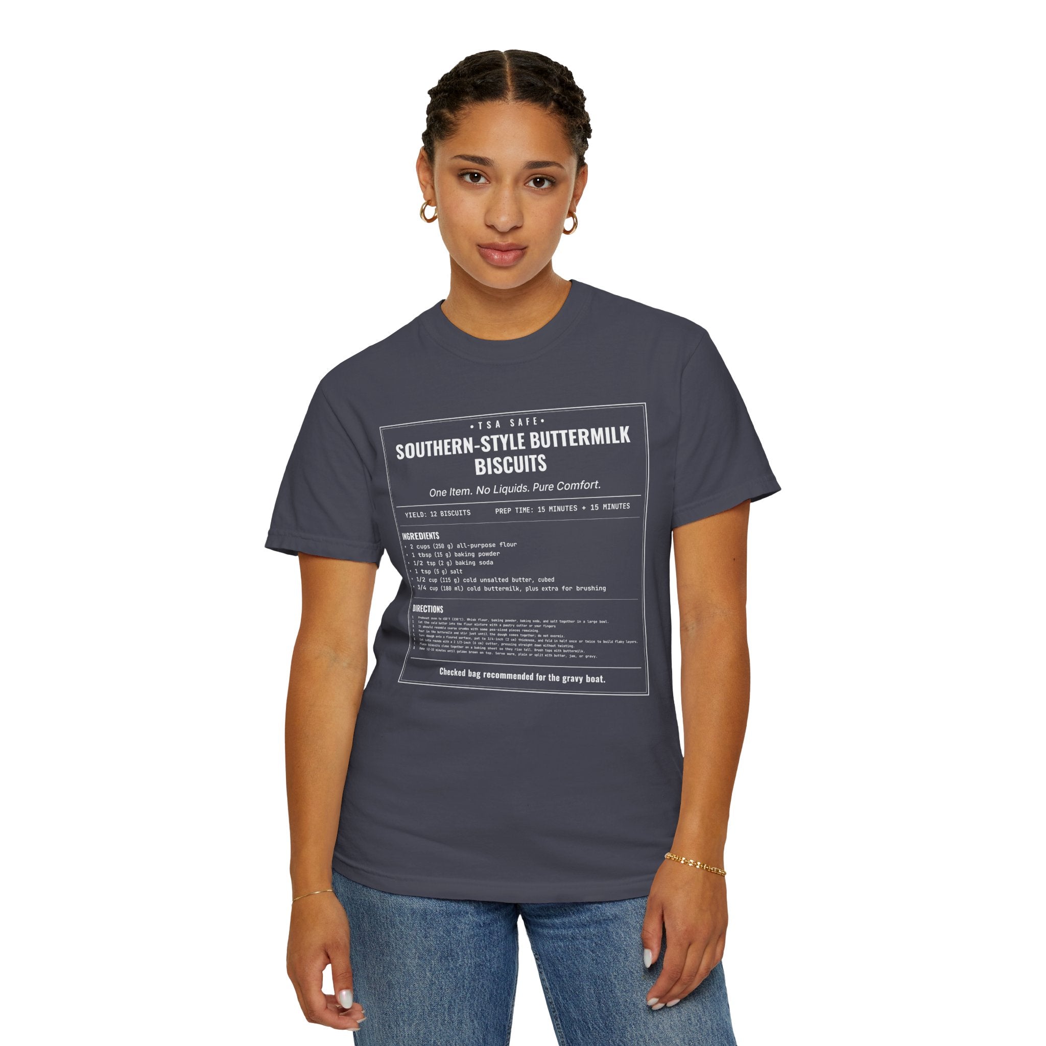 Southern Style Buttermilk Biscuits | Vintage Recipe Card T-Shirt — White Ink