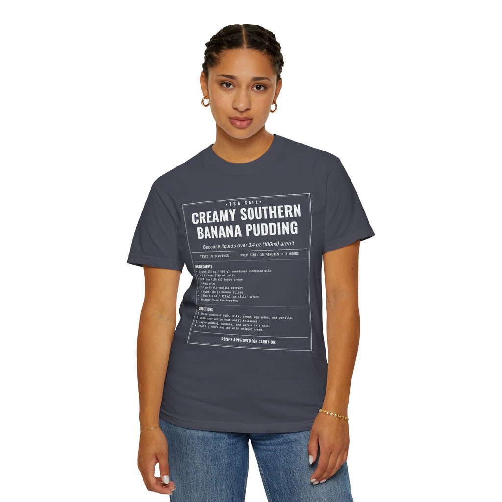 Creamy Southern Banana Pudding | Vintage Recipe Card T-Shirt — White Ink
