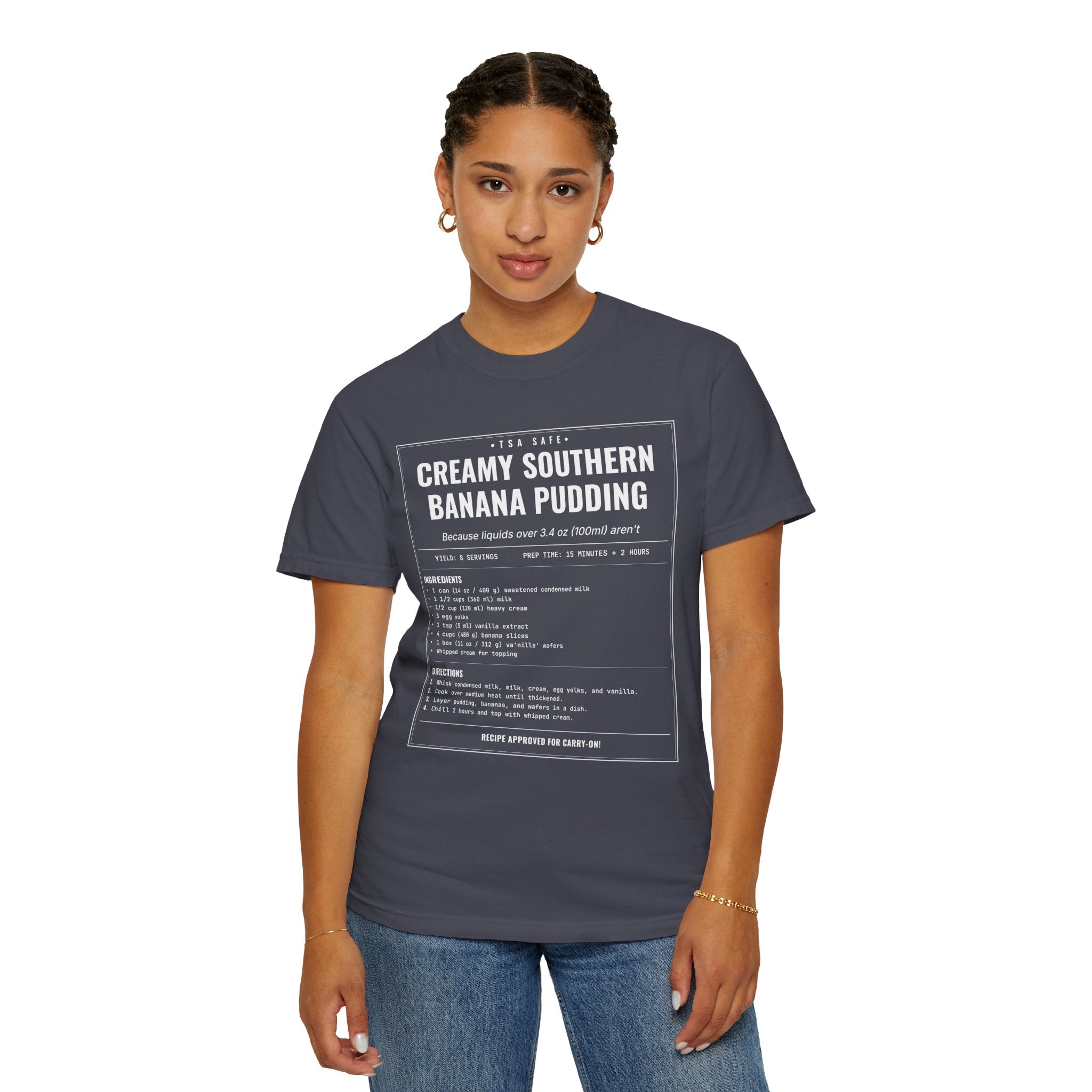 Creamy Southern Banana Pudding | Vintage Recipe Card T-Shirt — White Ink