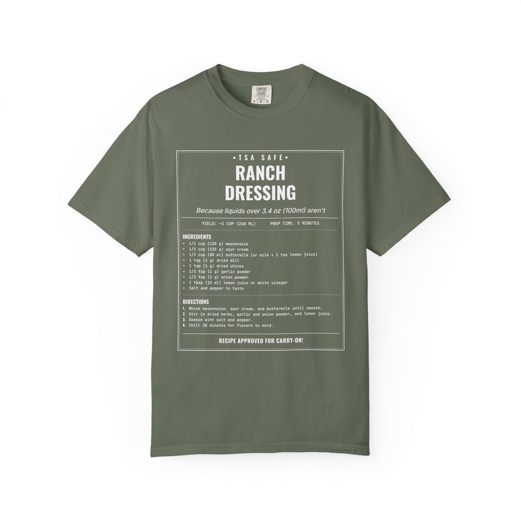 TSA-Safe Ranch Dressing | Vintage Recipe Card T-Shirt — White Ink