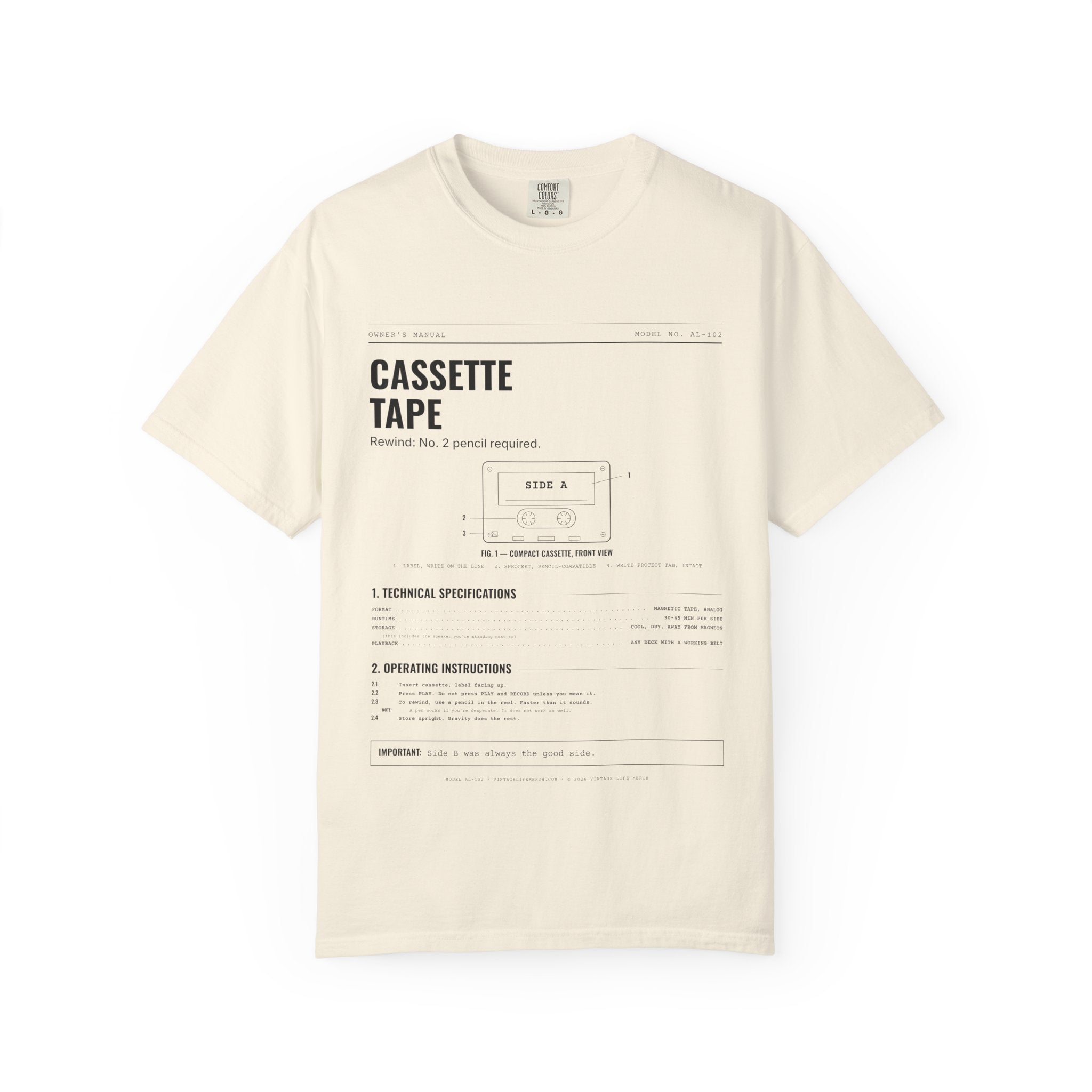 Cassette Tape Spec Sheet Shirt | Analog Life Vintage Tee