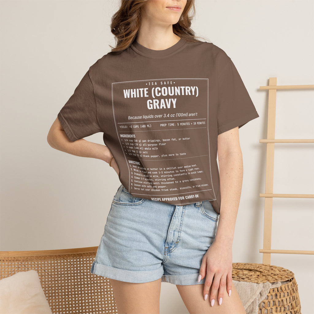 White Country Gravy | Vintage Recipe Card T-Shirt — White Ink
