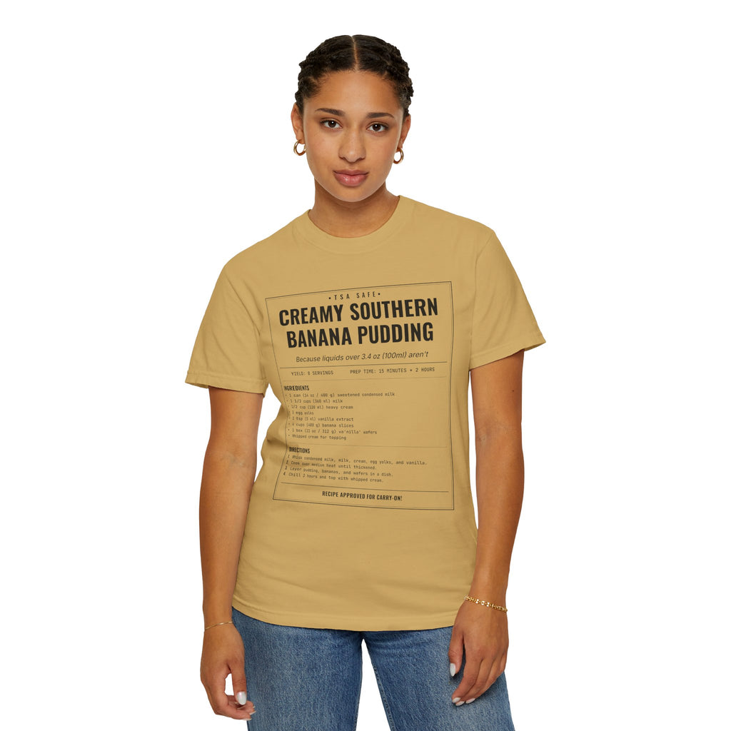 Creamy Southern Banana Pudding | Vintage Recipe Card T-Shirt — Black Ink
