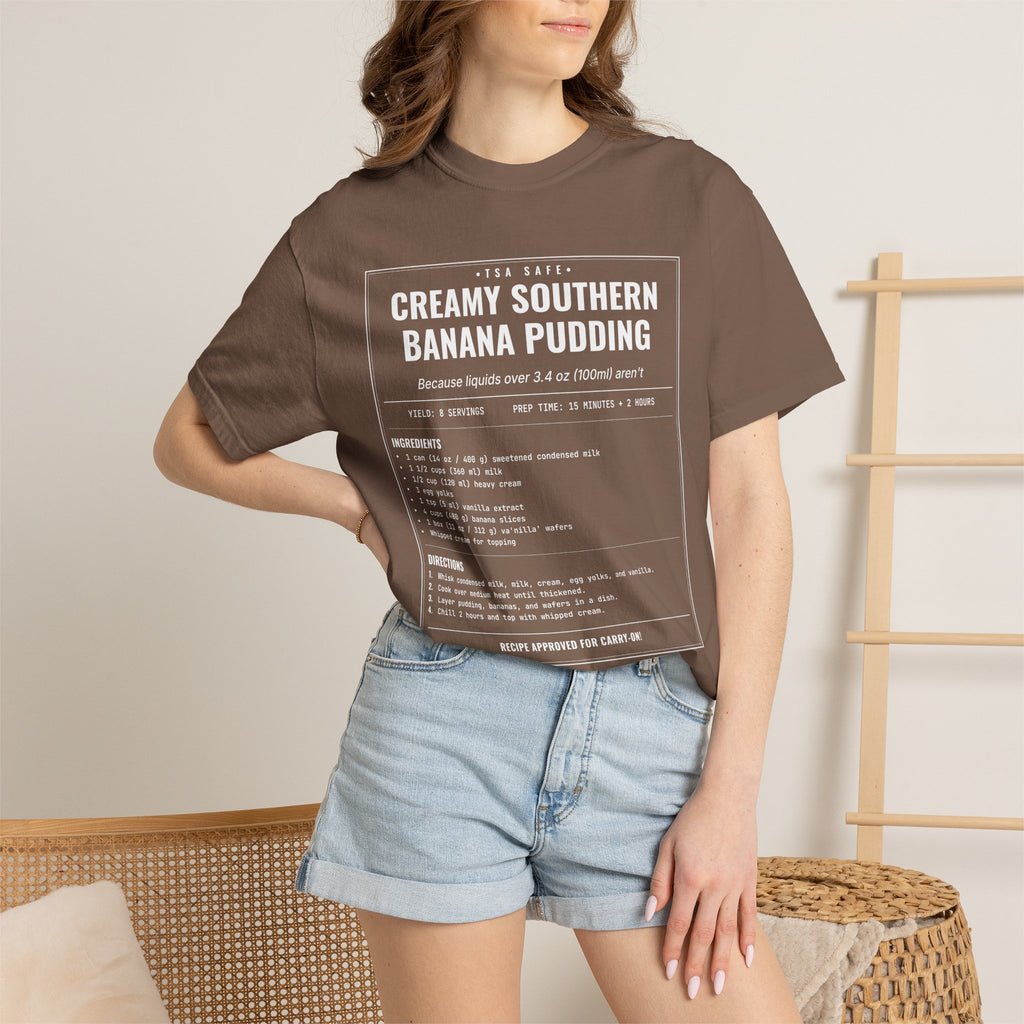 Creamy Southern Banana Pudding | Vintage Recipe Card T-Shirt — White Ink