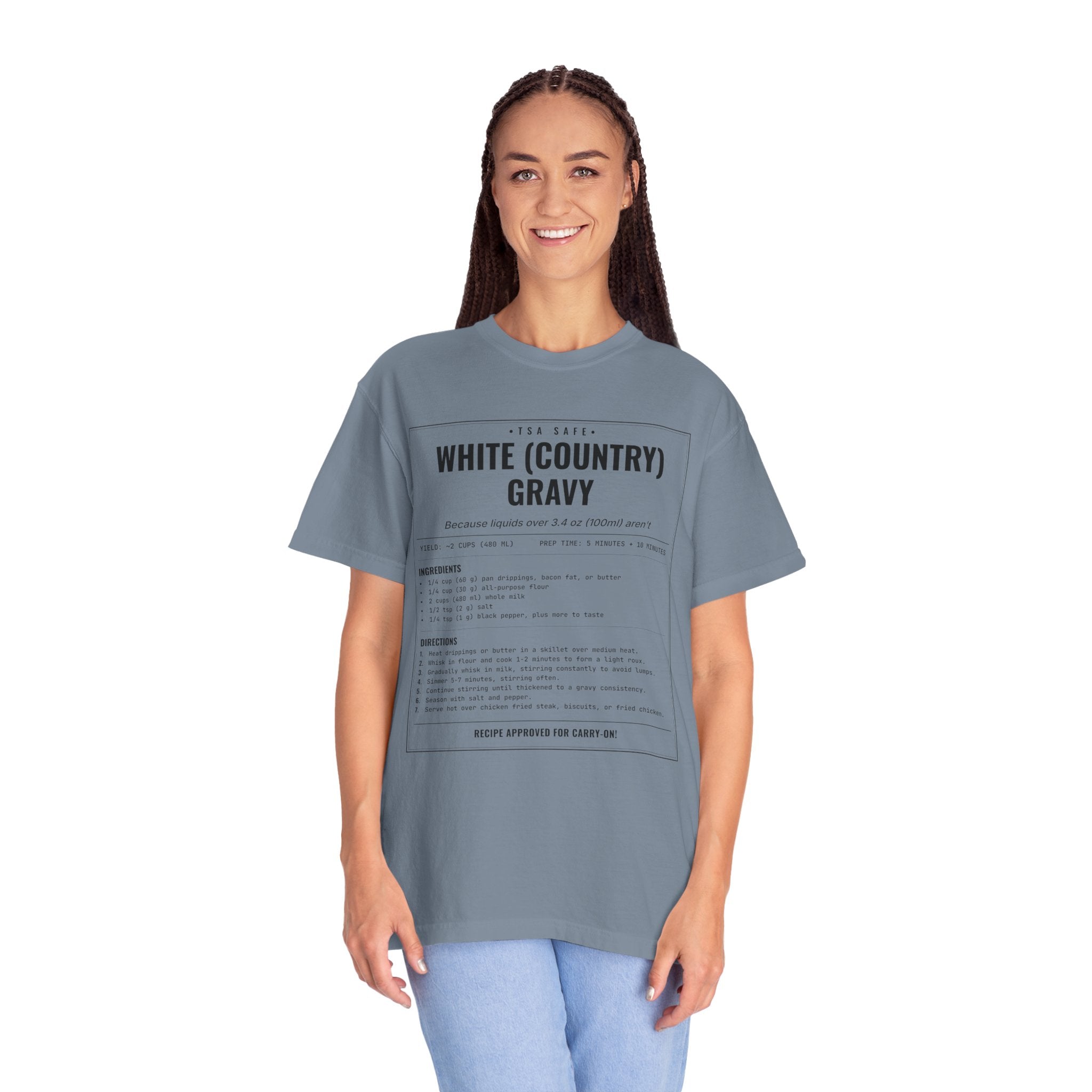 White Country Gravy | Vintage Recipe Card T-Shirt — Black Ink