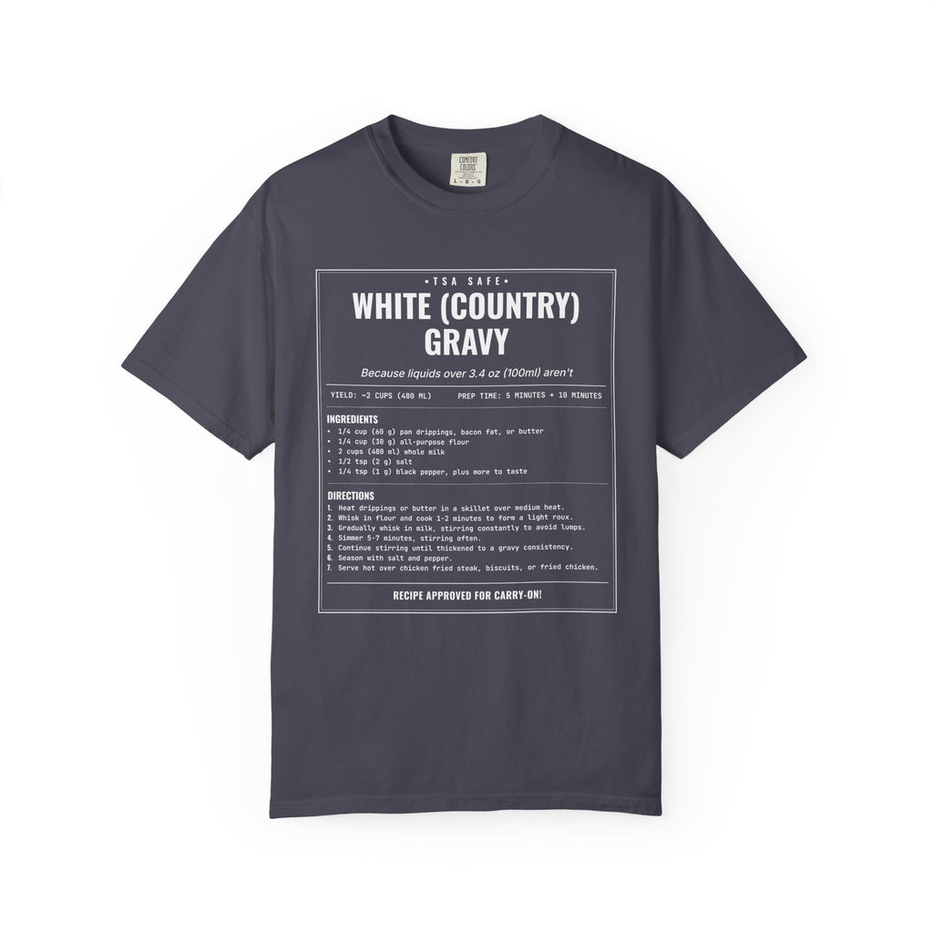 White Country Gravy | Vintage Recipe Card T-Shirt — White Ink