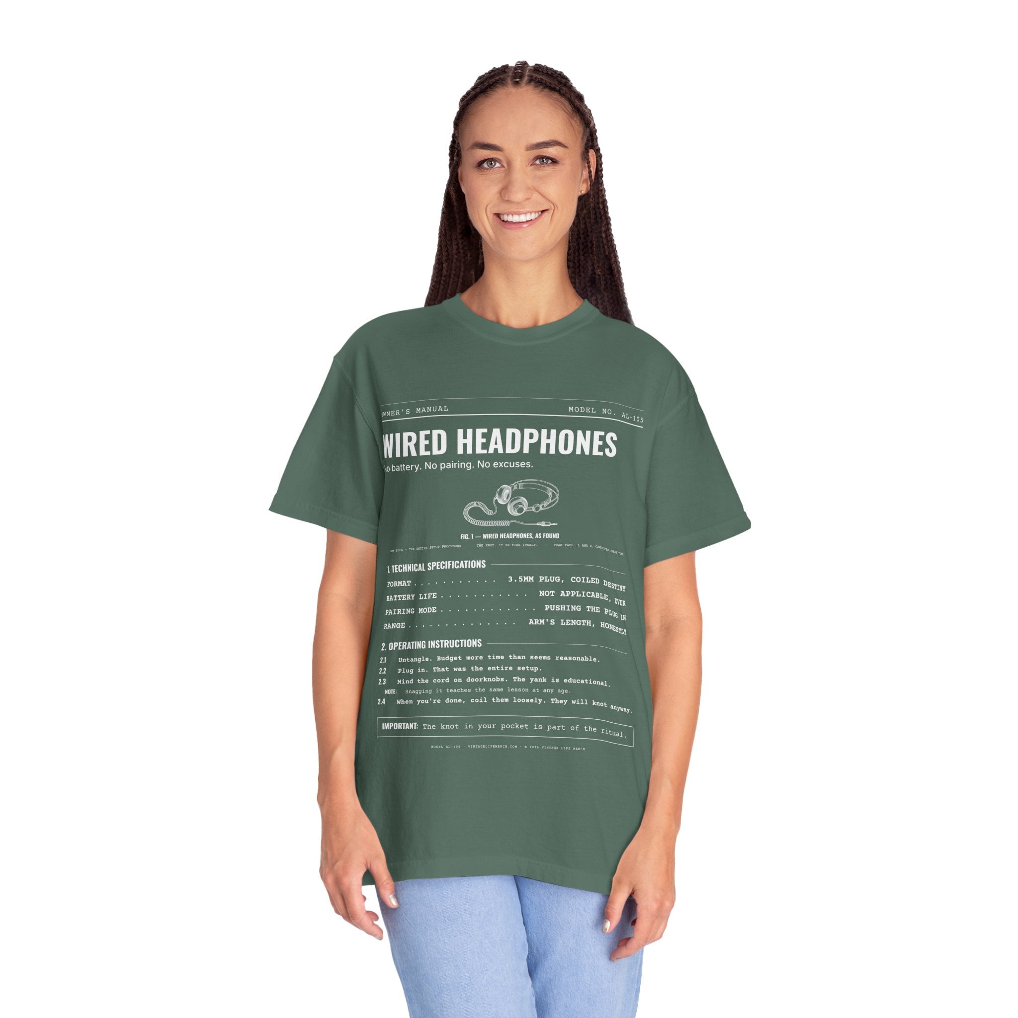 Wired Headphones Spec Sheet Shirt | Analog Life Vintage Tee