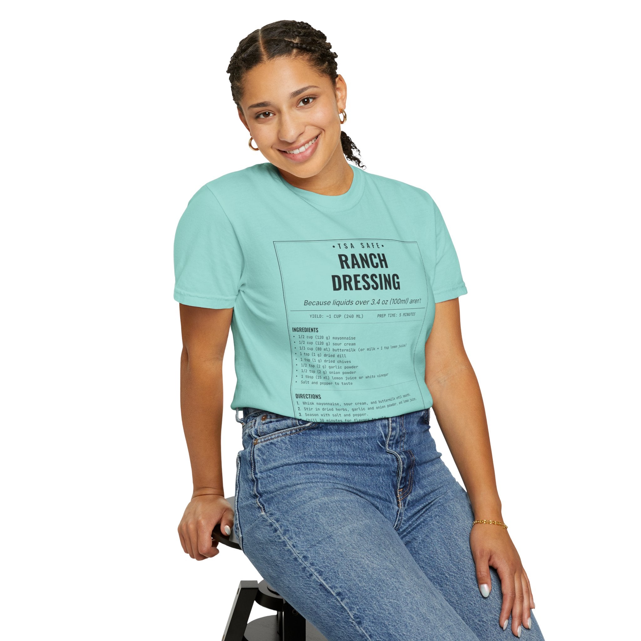 TSA-Safe Ranch Dressing | Vintage Recipe Card T-Shirt — Black Ink