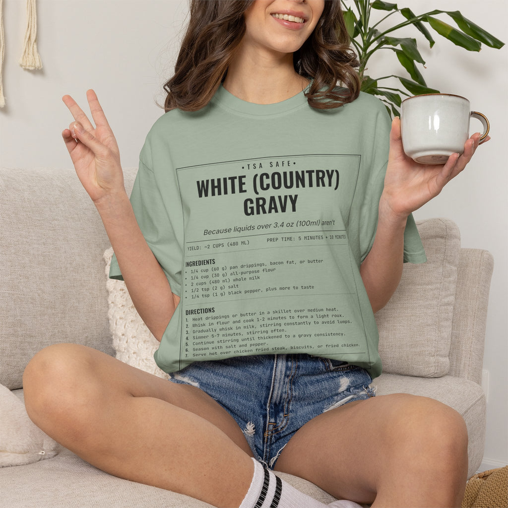 White Country Gravy | Vintage Recipe Card T-Shirt — Black Ink