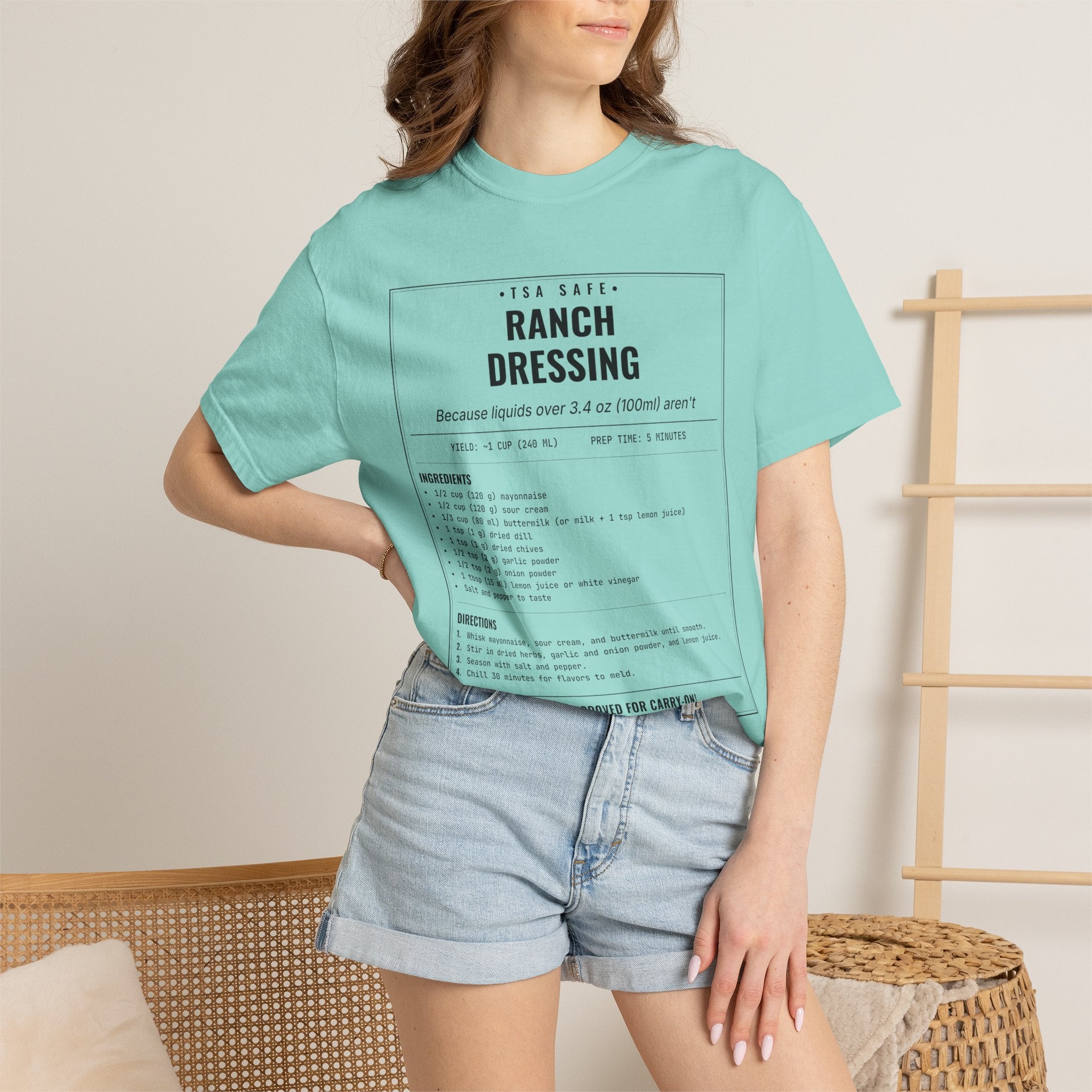 TSA-Safe Ranch Dressing | Vintage Recipe Card T-Shirt — Black Ink