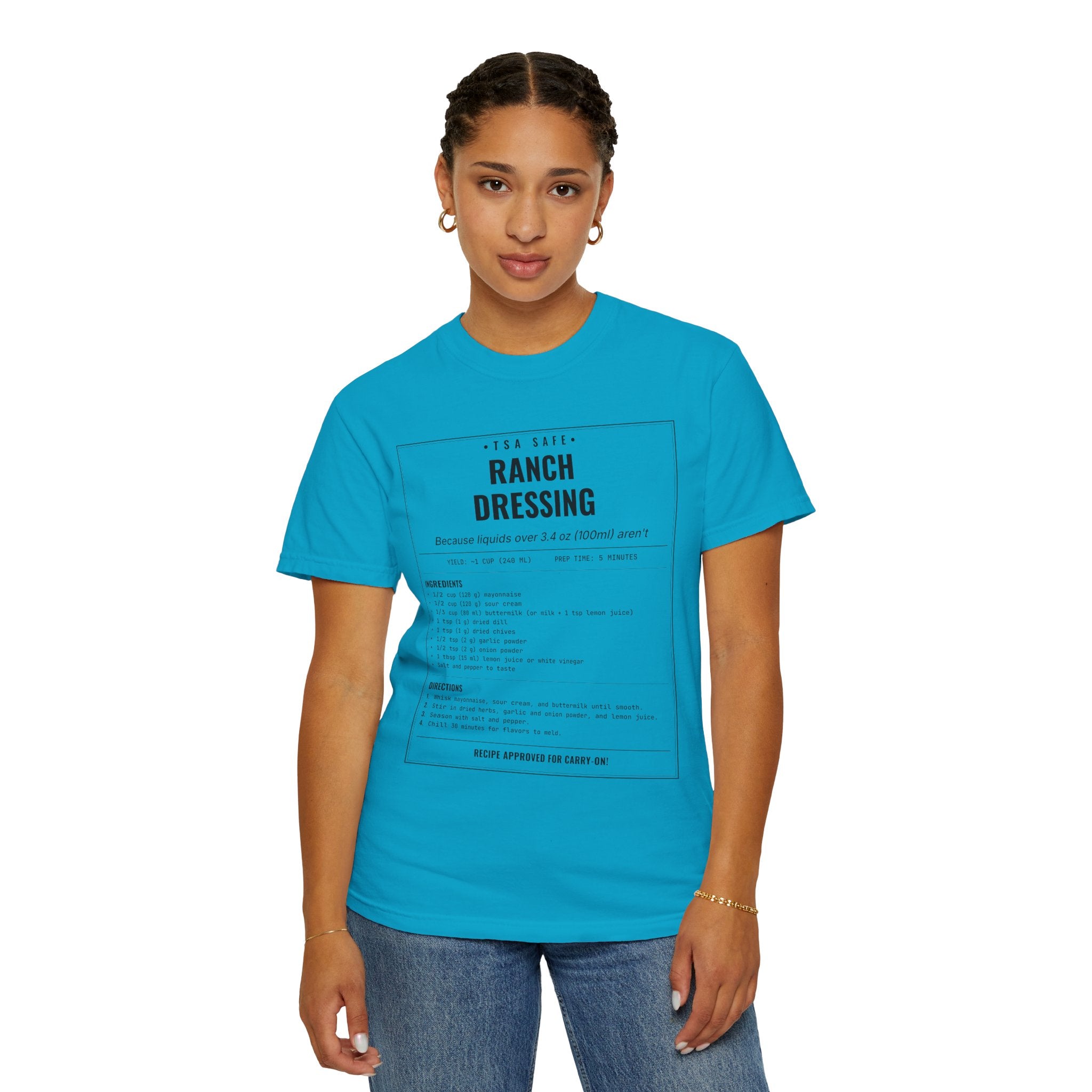 TSA-Safe Ranch Dressing | Vintage Recipe Card T-Shirt — Black Ink