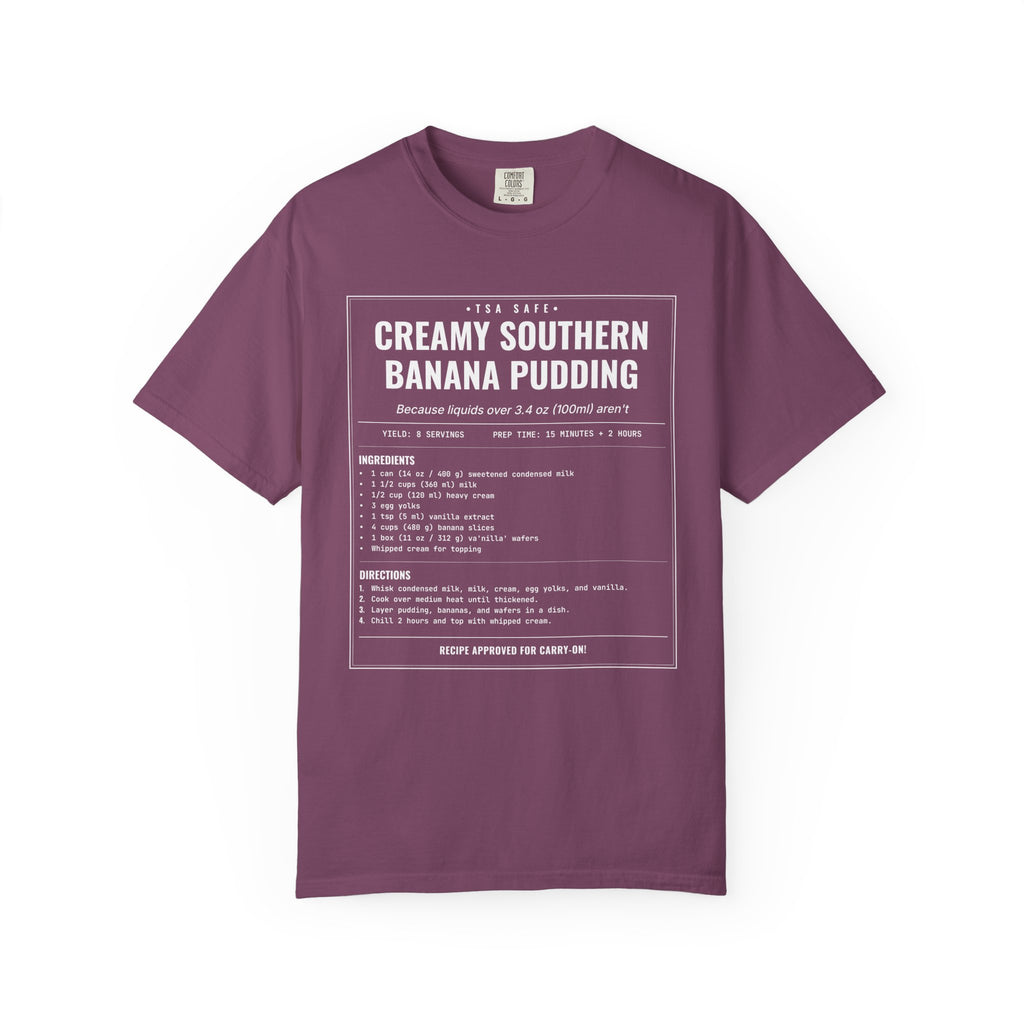 Creamy Southern Banana Pudding | Vintage Recipe Card T-Shirt — White Ink