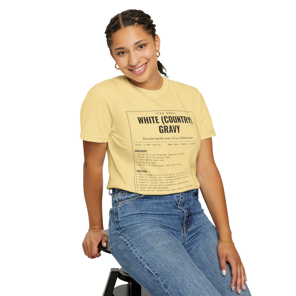 White Country Gravy | Vintage Recipe Card T-Shirt — Black Ink
