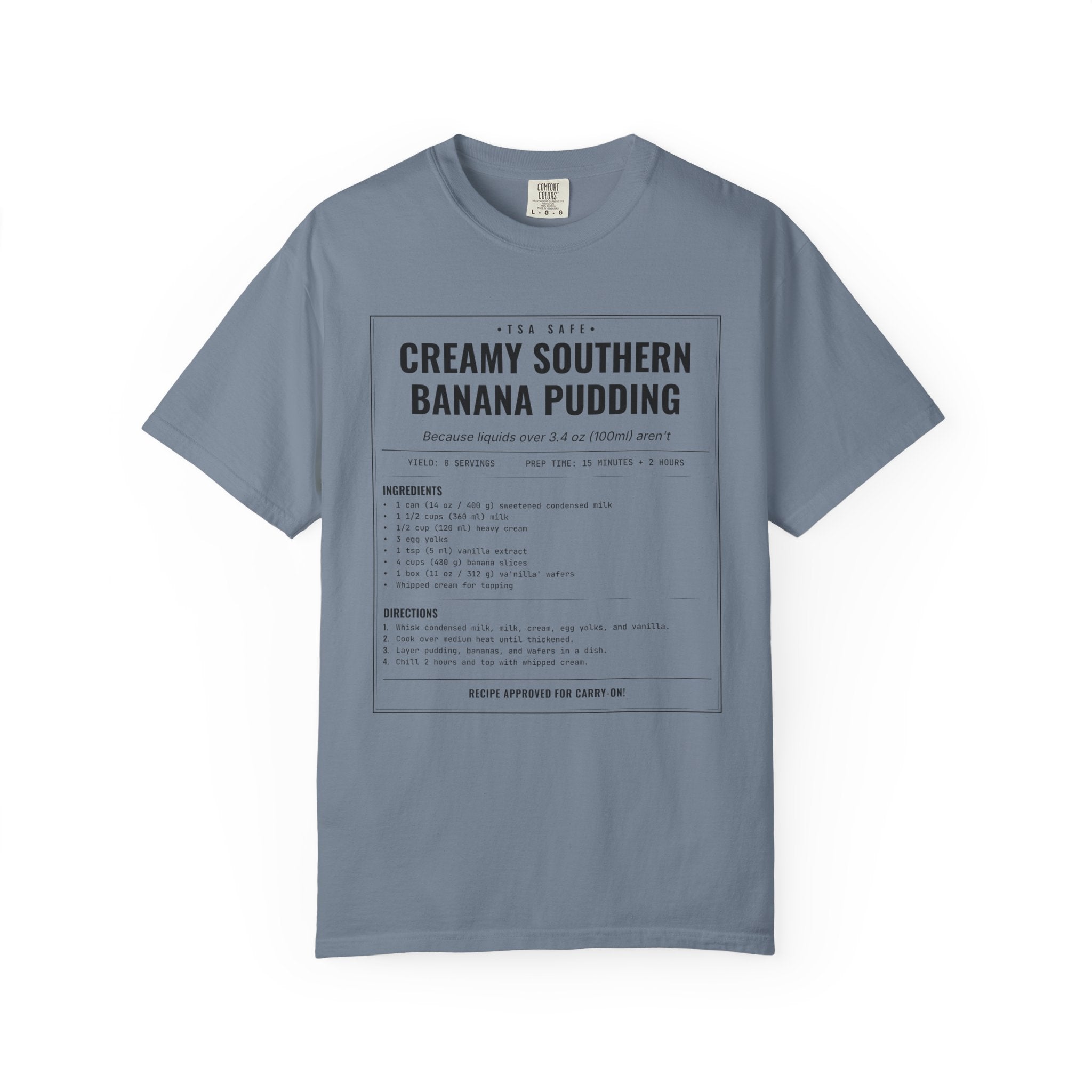 Creamy Southern Banana Pudding | Vintage Recipe Card T-Shirt — Black Ink