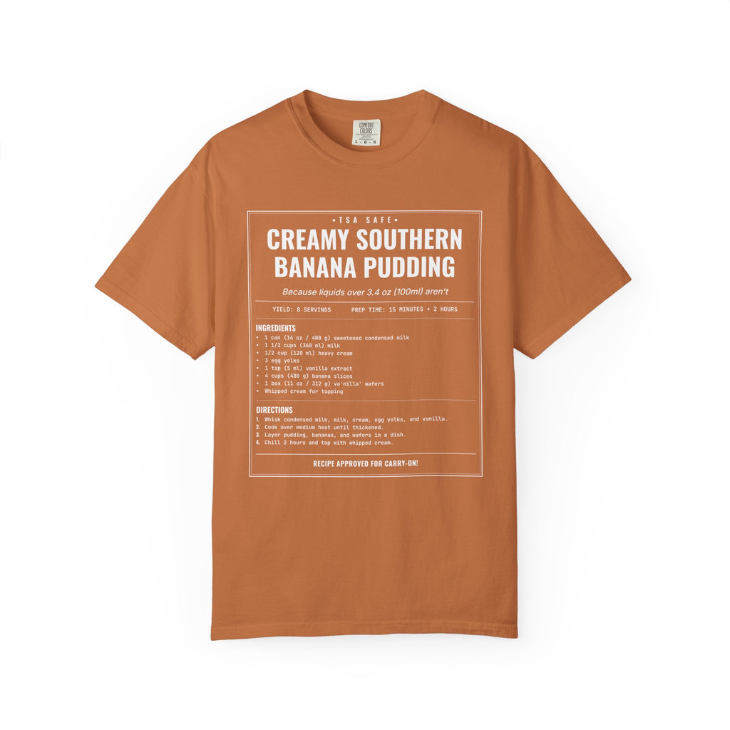 Creamy Southern Banana Pudding | Vintage Recipe Card T-Shirt — White Ink