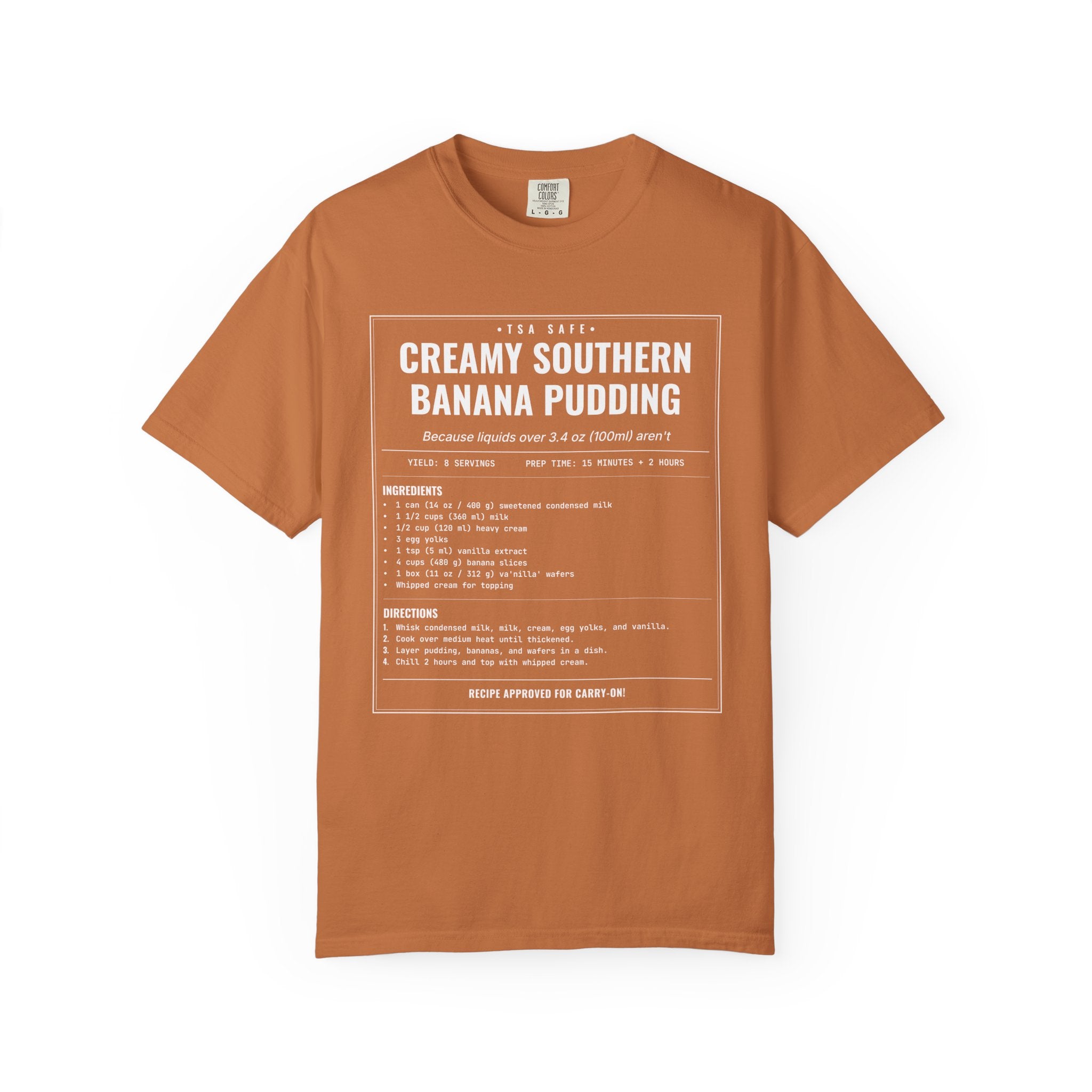 Creamy Southern Banana Pudding | Vintage Recipe Card T-Shirt — White Ink
