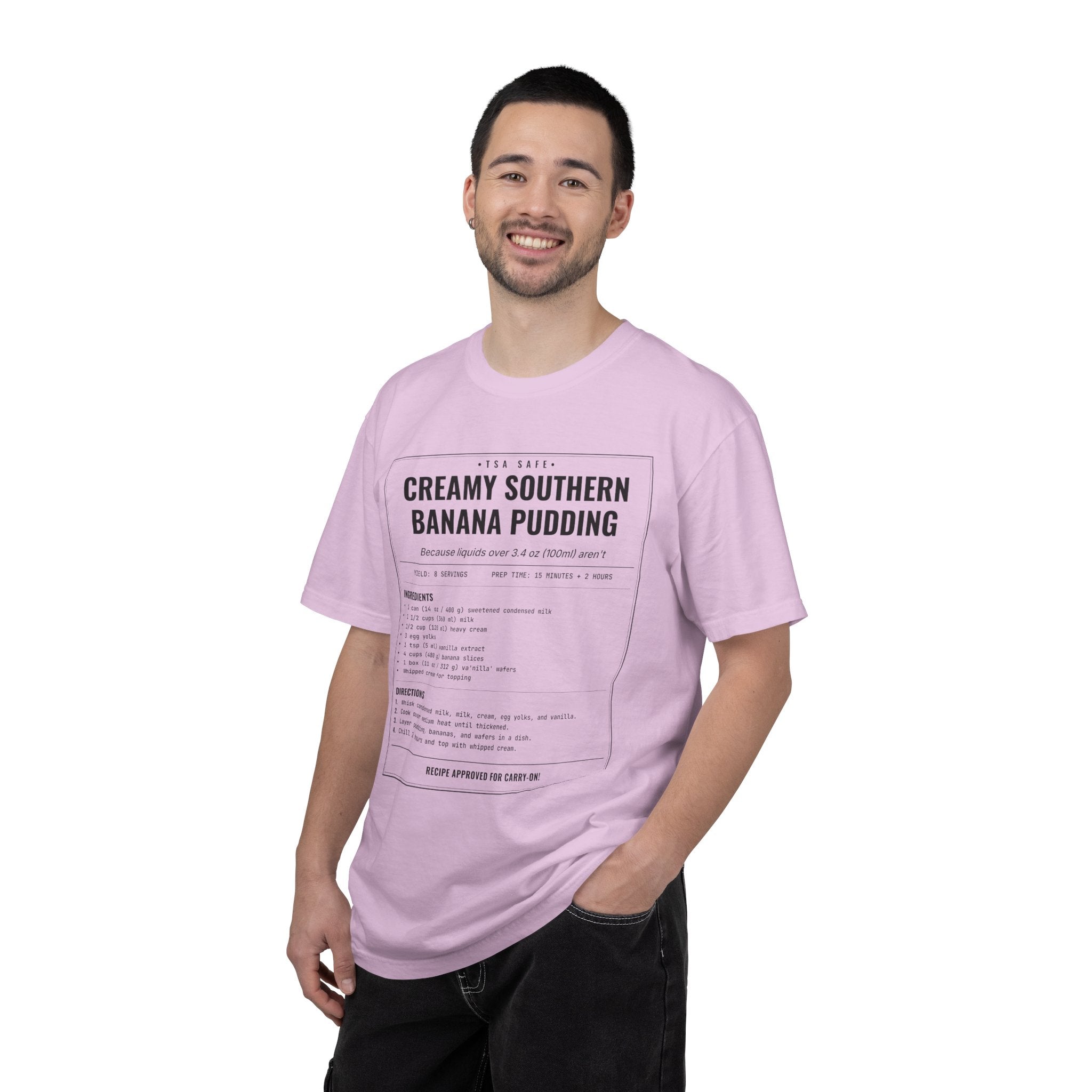 Creamy Southern Banana Pudding | Vintage Recipe Card T-Shirt — Black Ink
