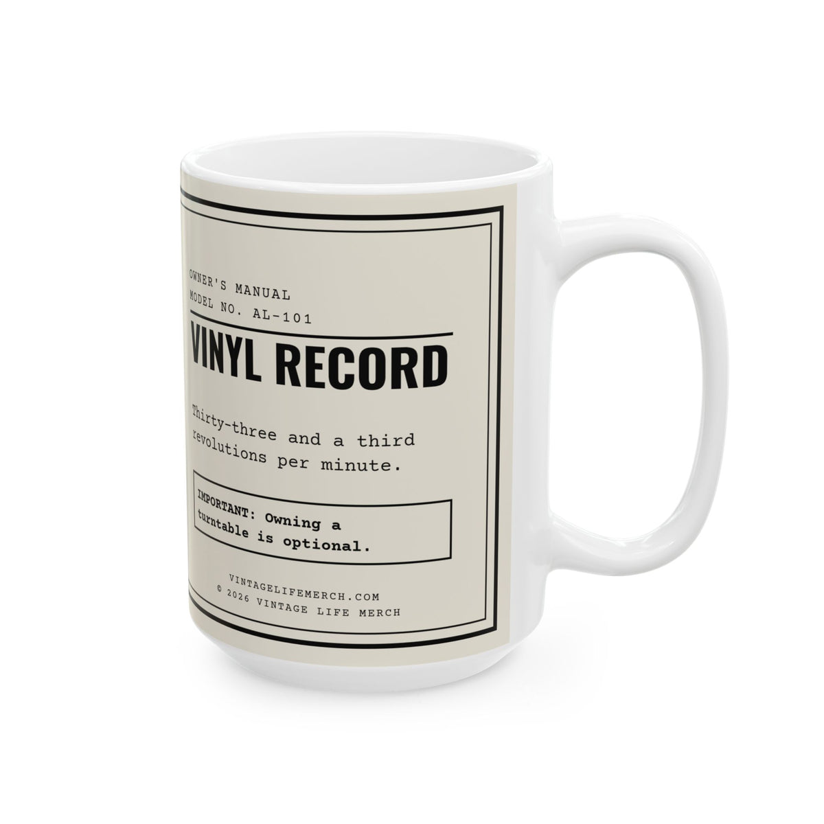 Vinyl Record Owner's Manual Mug | Retro Analog Life Coffee Mug