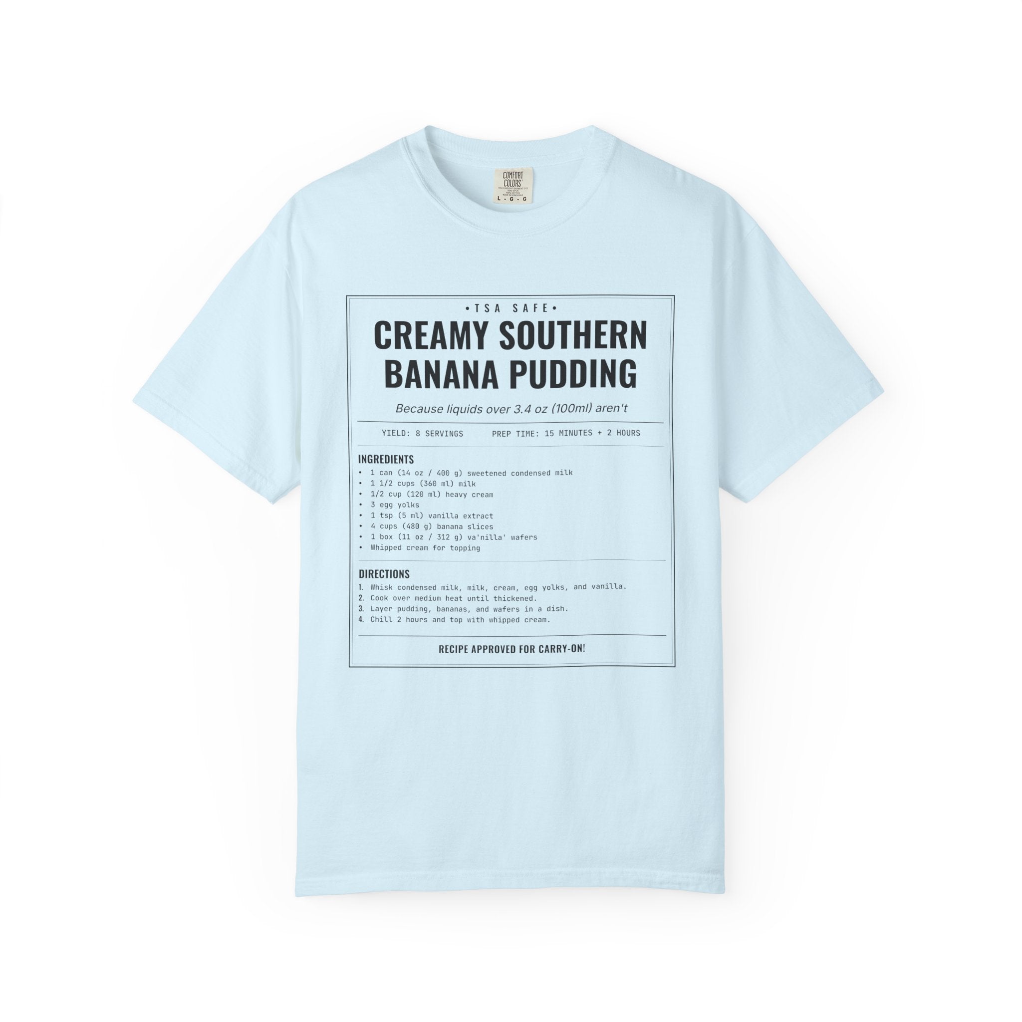 Creamy Southern Banana Pudding | Vintage Recipe Card T-Shirt — Black Ink