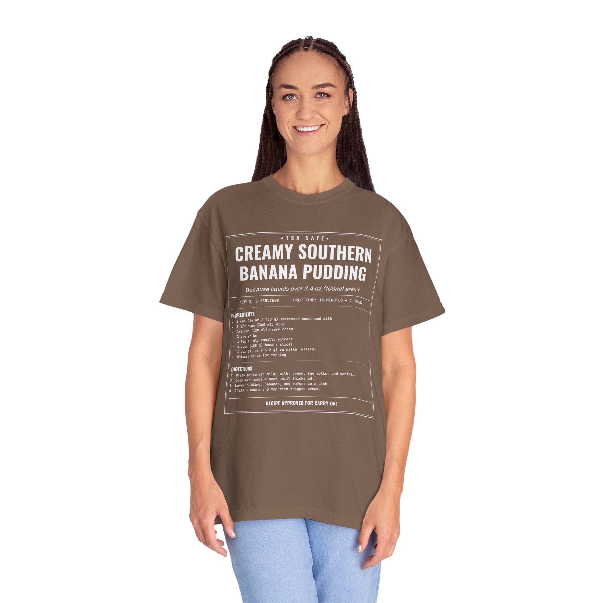 Creamy Southern Banana Pudding | Vintage Recipe Card T-Shirt — White Ink