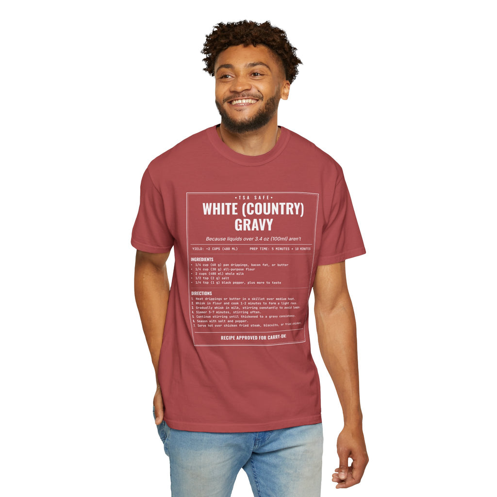 White Country Gravy | Vintage Recipe Card T-Shirt — White Ink