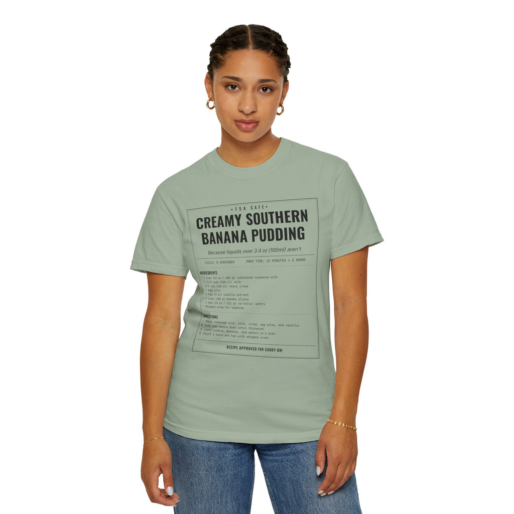 Creamy Southern Banana Pudding | Vintage Recipe Card T-Shirt — Black Ink
