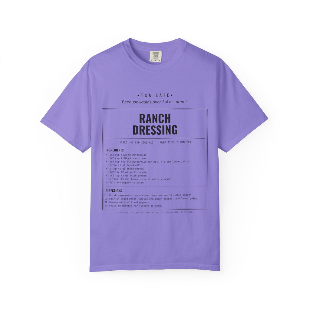 Ranch Dressing Recipe Shirt | TSA Safe Vintage Tee in Violet