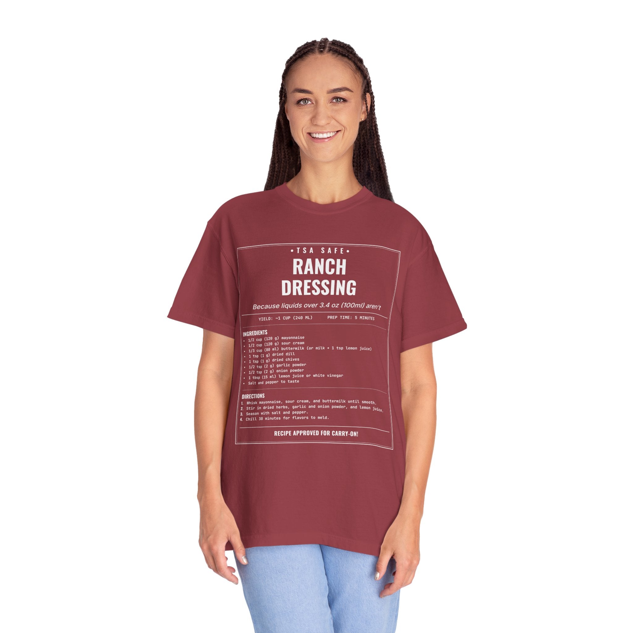 TSA-Safe Ranch Dressing | Vintage Recipe Card T-Shirt — White Ink