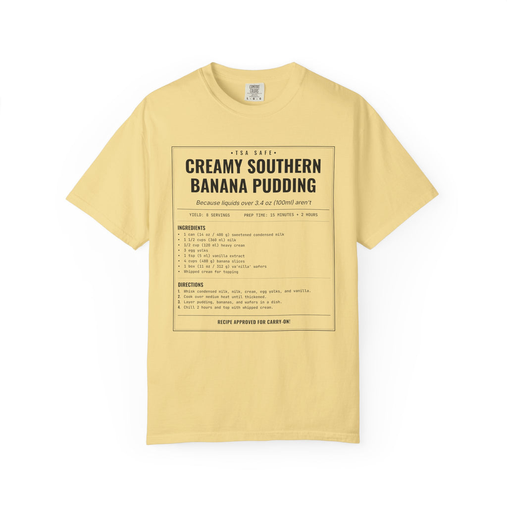 Creamy Southern Banana Pudding | Vintage Recipe Card T-Shirt — Black Ink