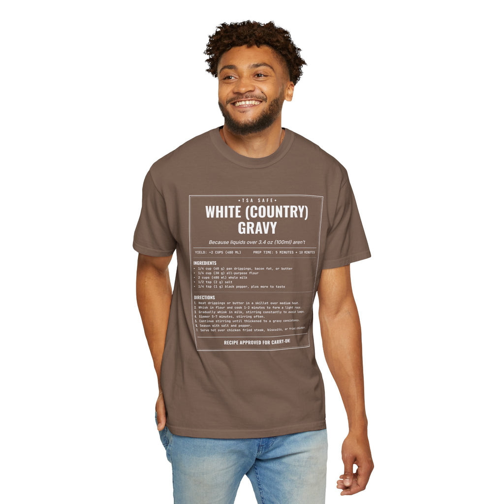 White Country Gravy | Vintage Recipe Card T-Shirt — White Ink