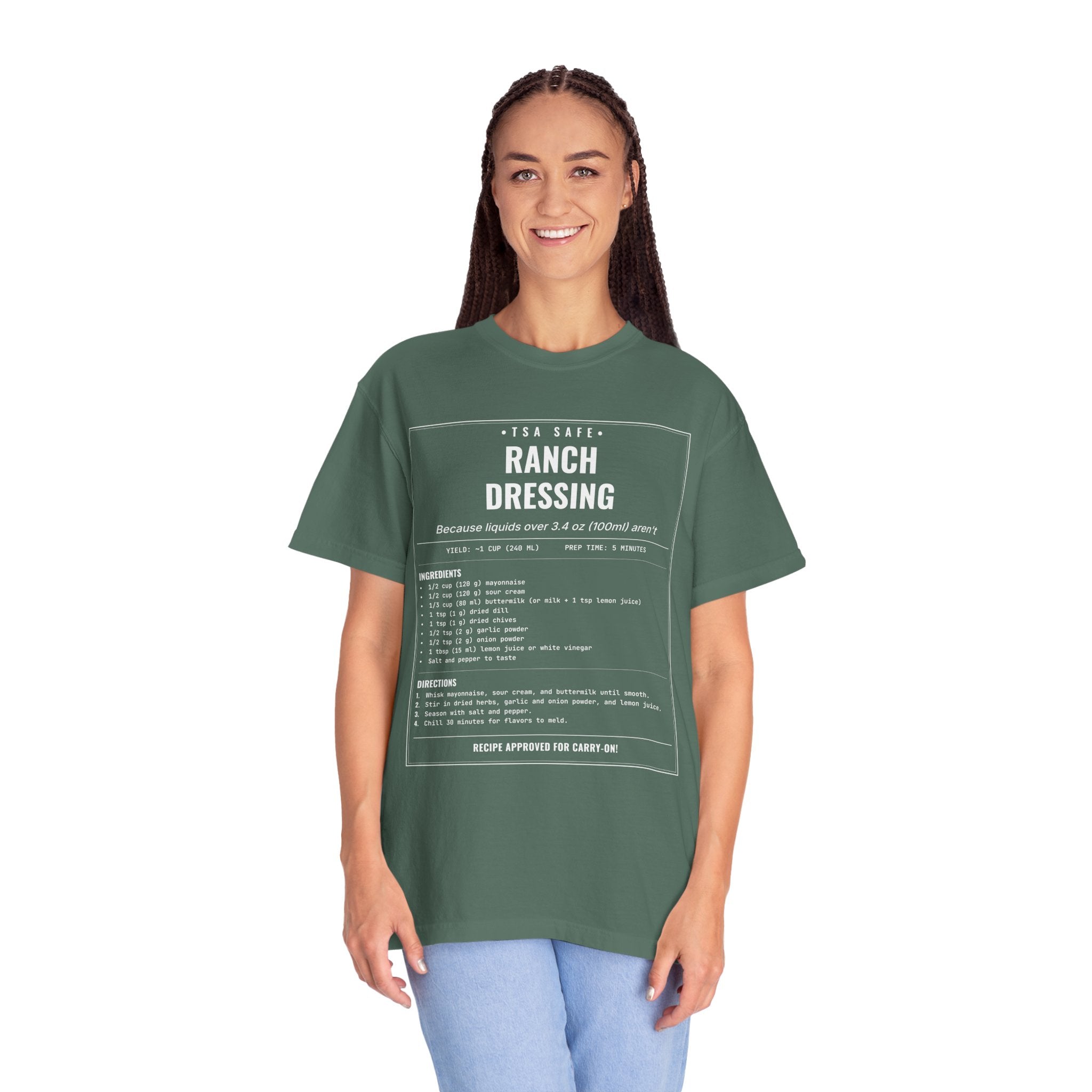 TSA-Safe Ranch Dressing | Vintage Recipe Card T-Shirt — White Ink