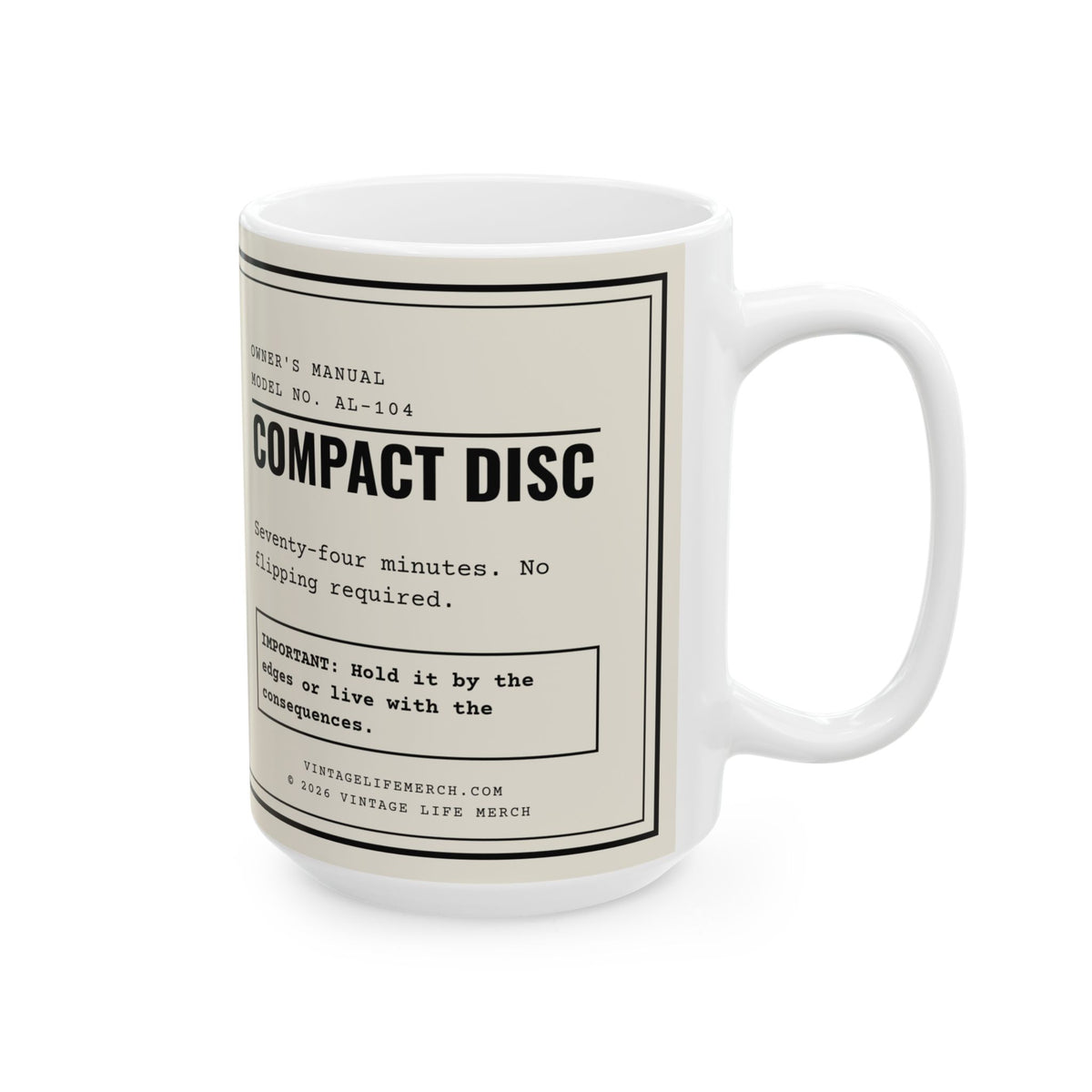 Compact Disc Owner's Manual Mug | Retro Analog Life Coffee Mug