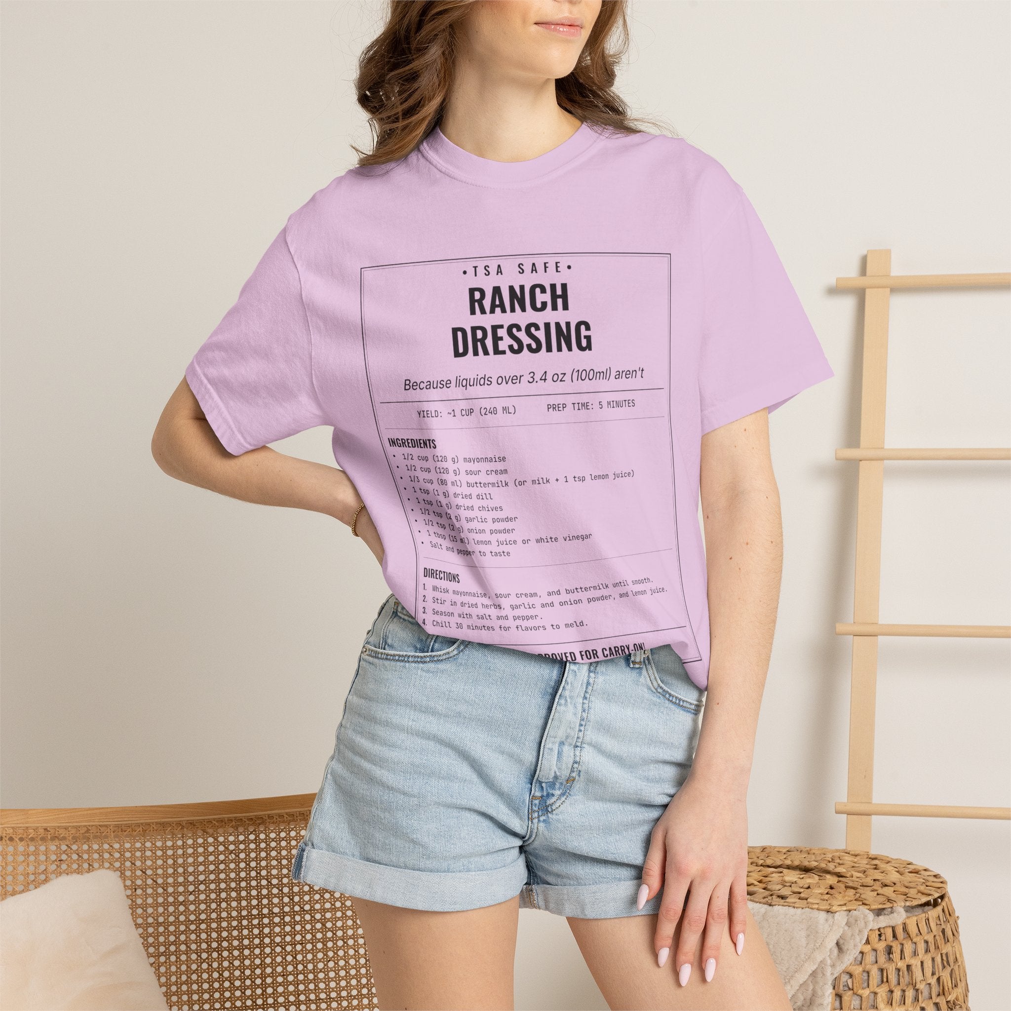 TSA-Safe Ranch Dressing | Vintage Recipe Card T-Shirt — Black Ink