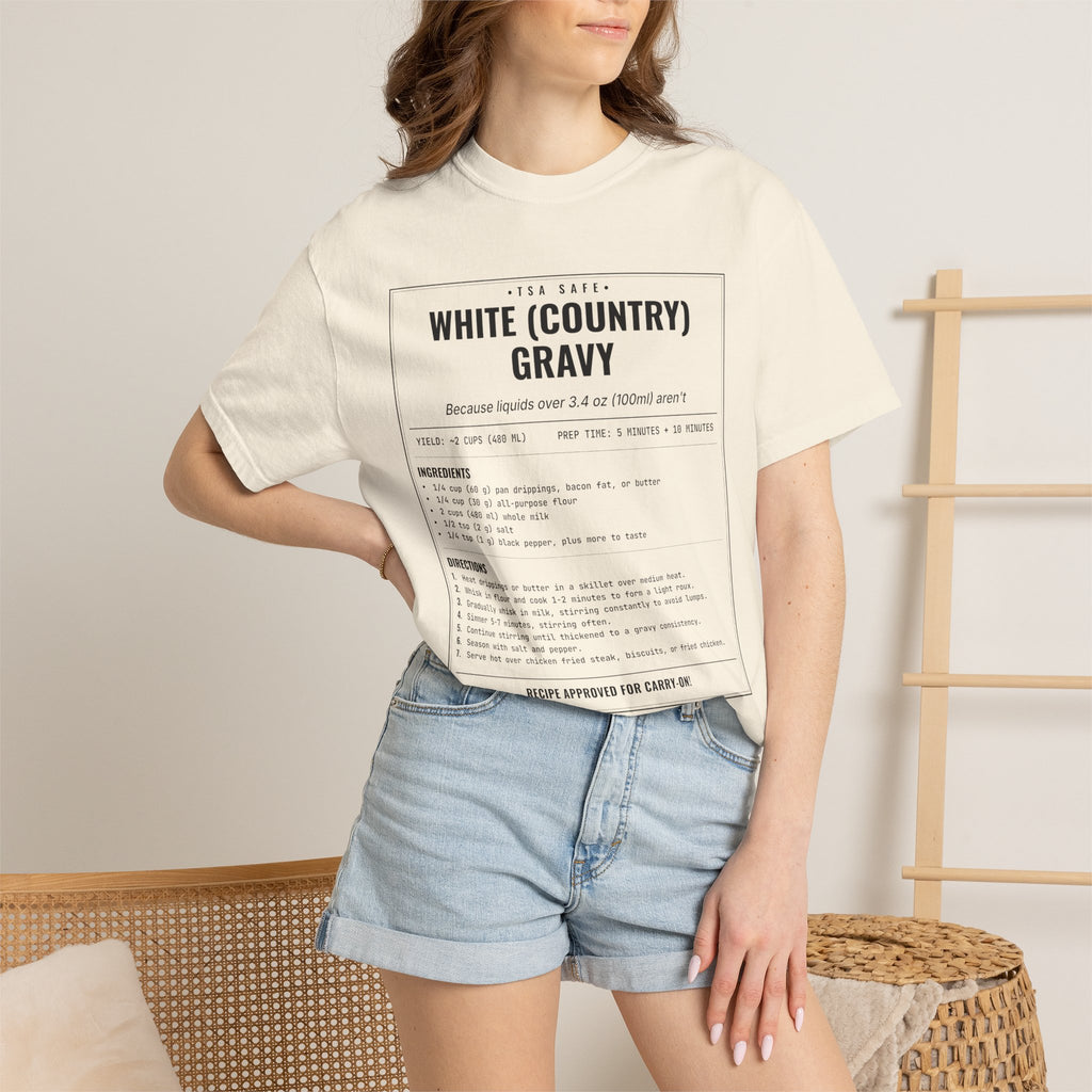 White Country Gravy | Vintage Recipe Card T-Shirt — Black Ink